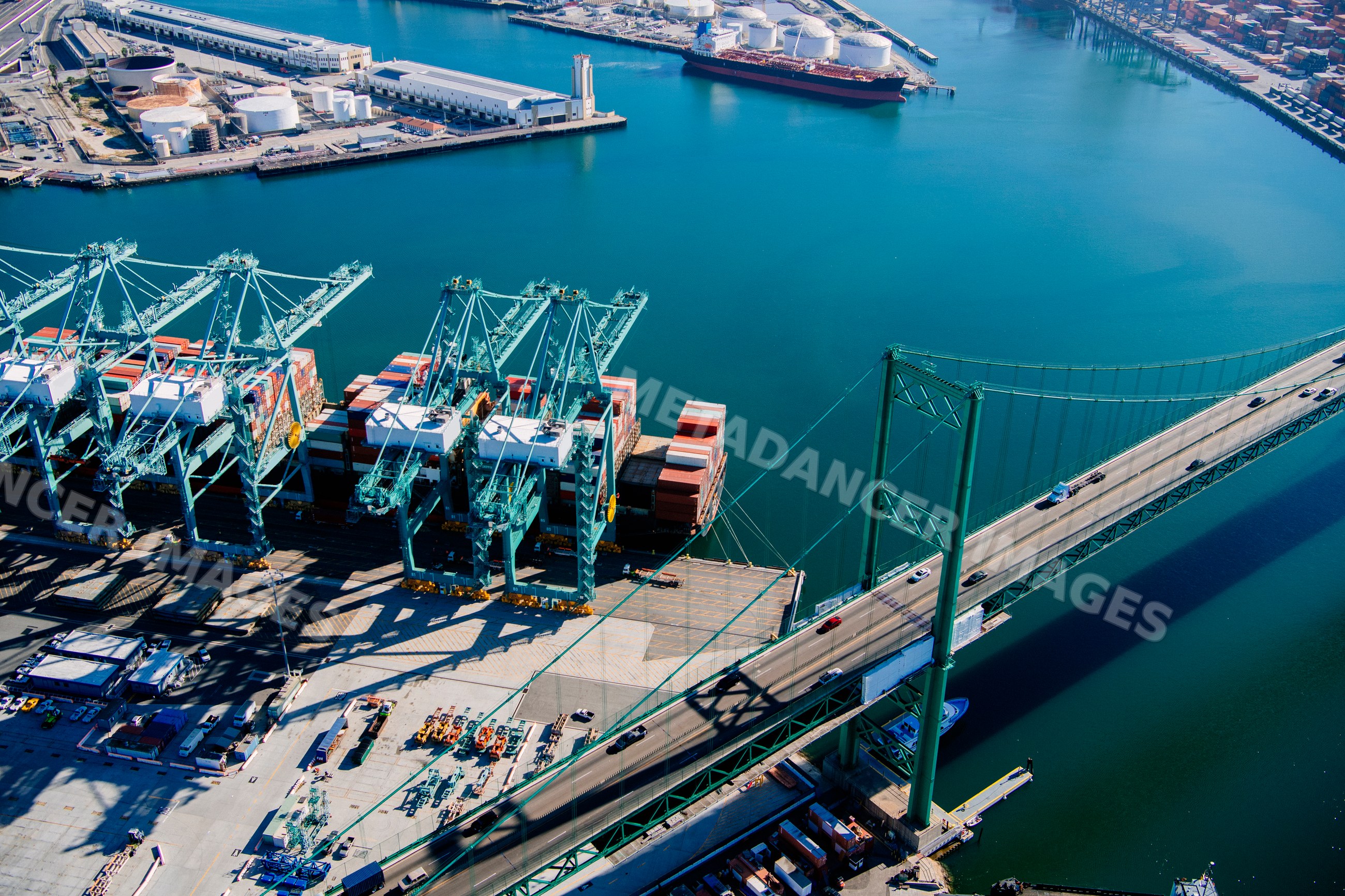 Cargo cranes loading containers
