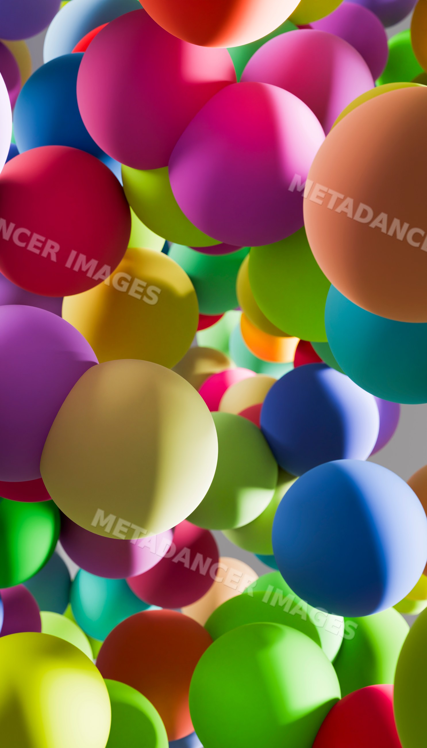 A cluster of colorful floating spheres creating an abstract vibrant