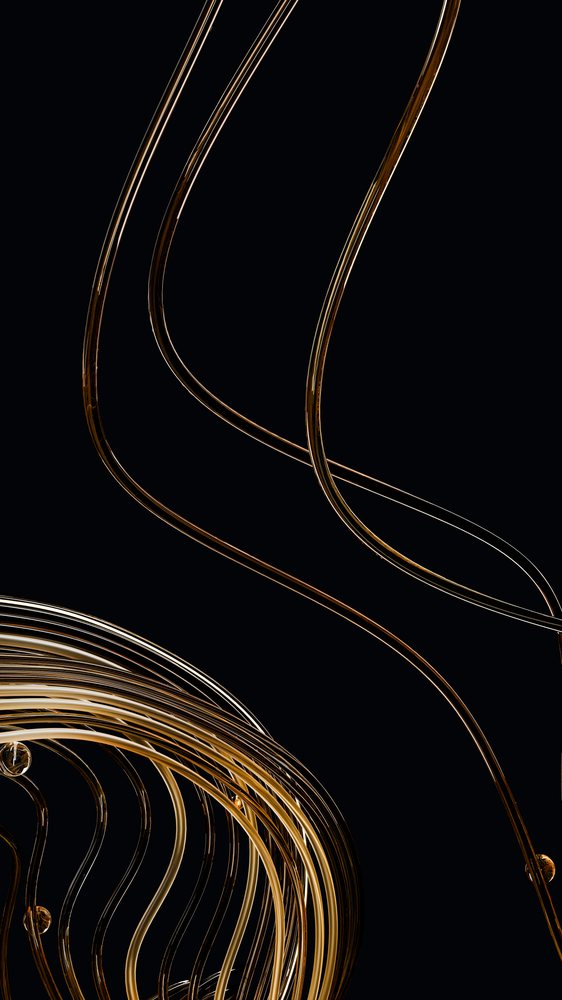 Abstract flowing gold lines on dark background