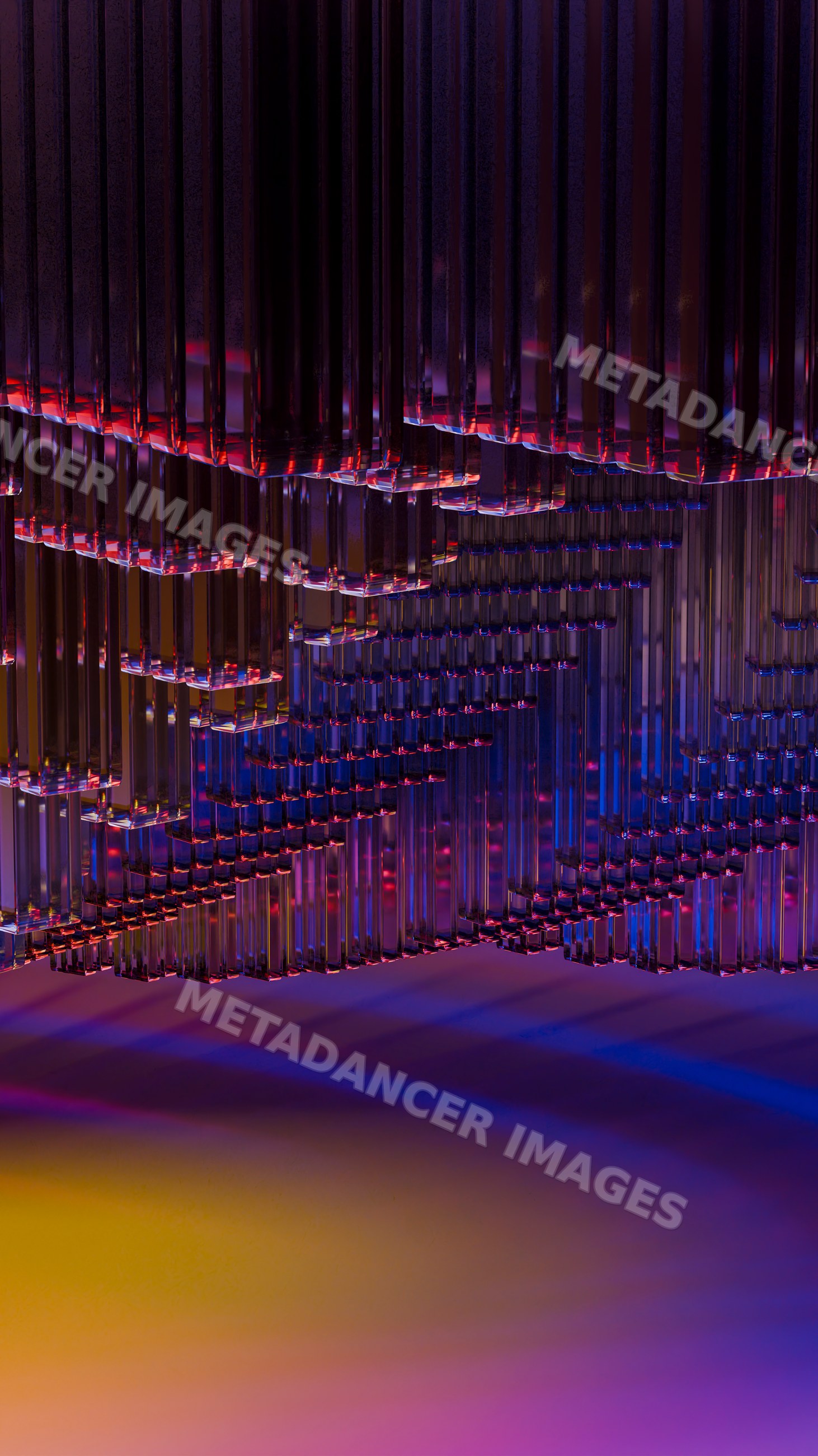 Colorful abstract geometric glass pattern with vibrant lighting