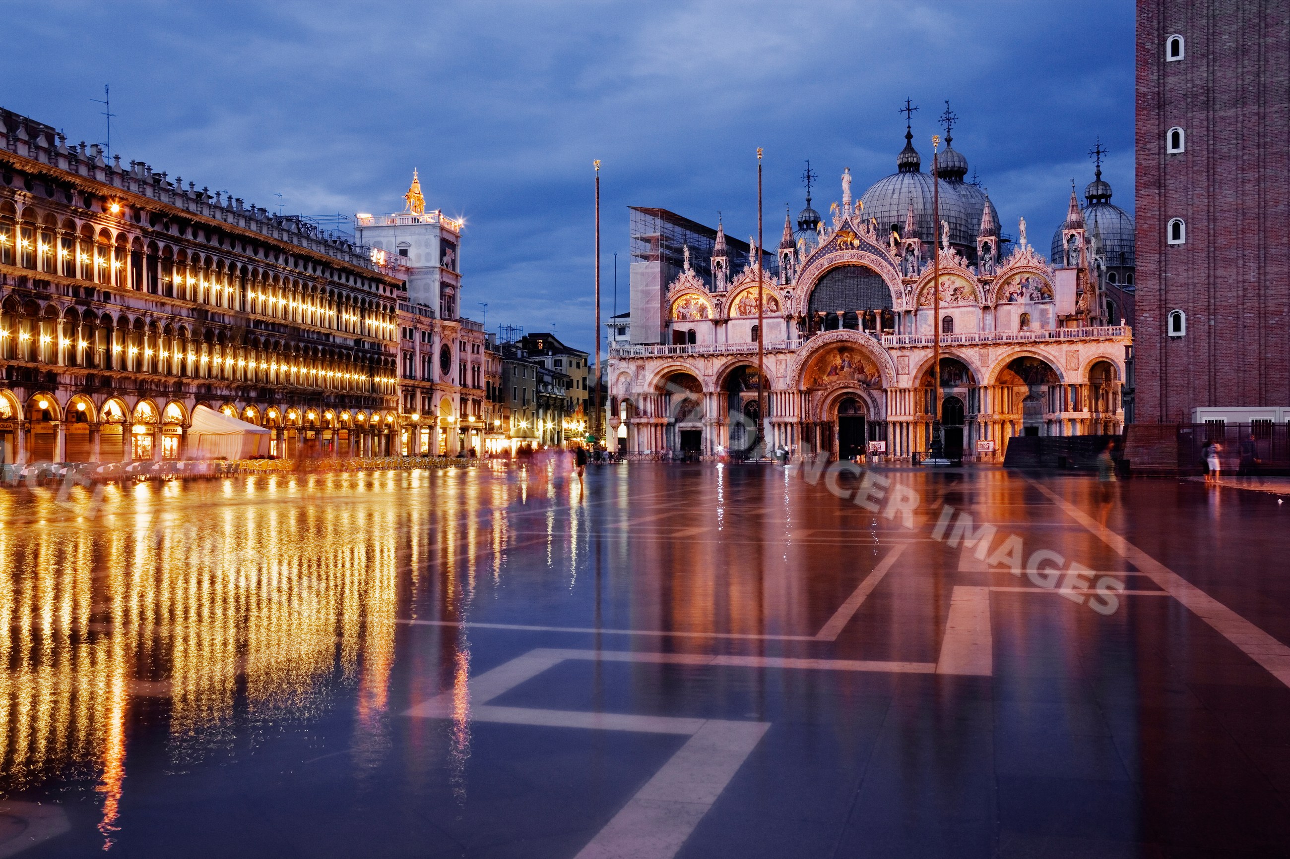 St mark's square illuminated at evening italy