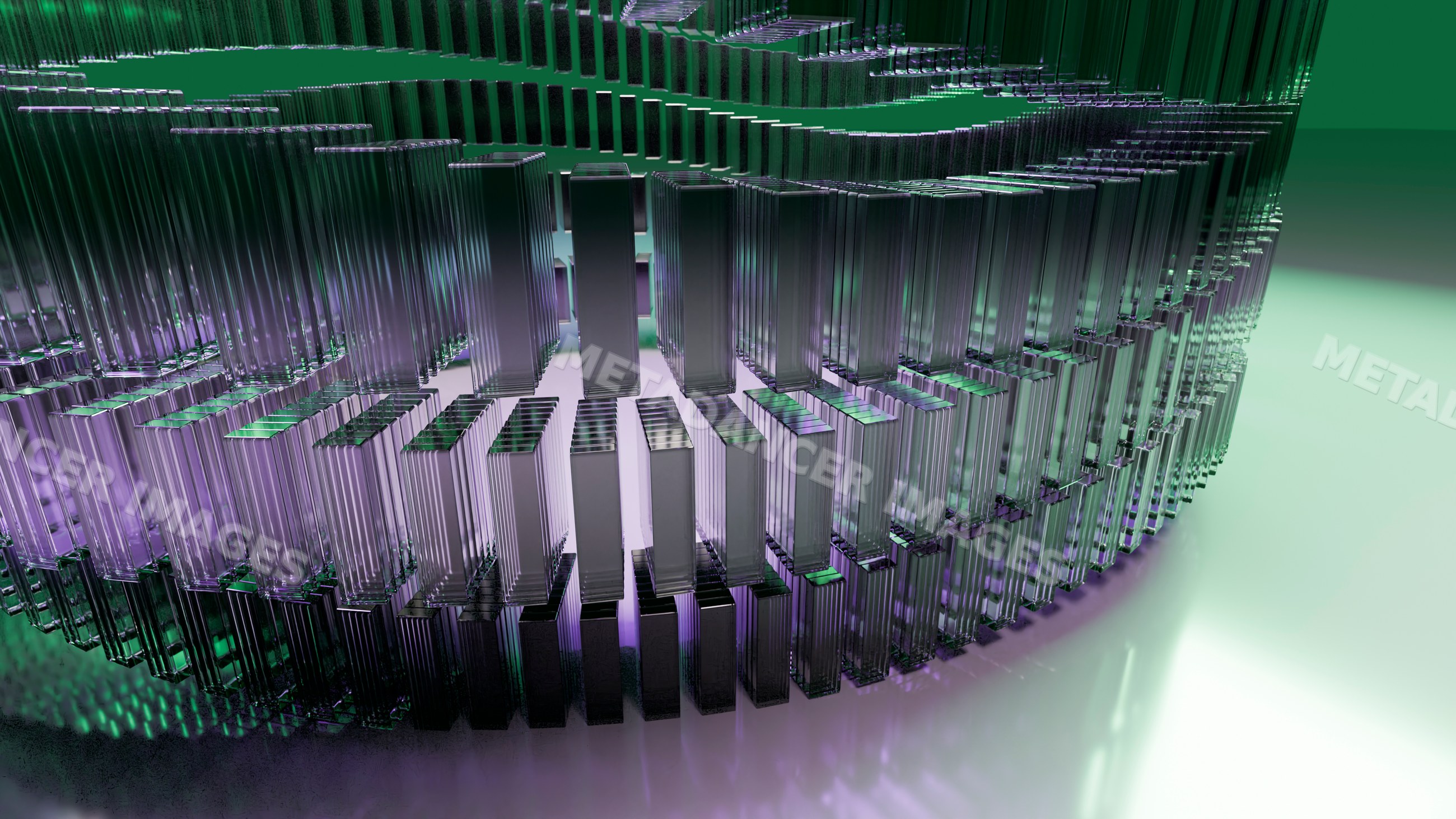 Abstract layered transparent glass structure 3d illustration