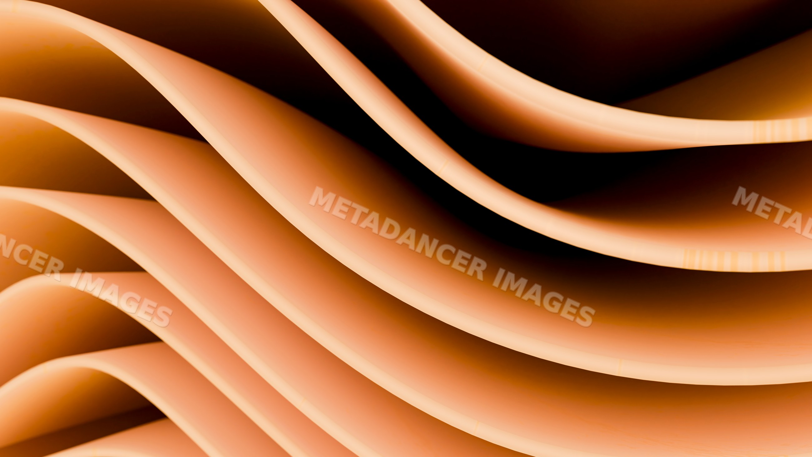 Curved brown paper sheets forming abstract wave pattern