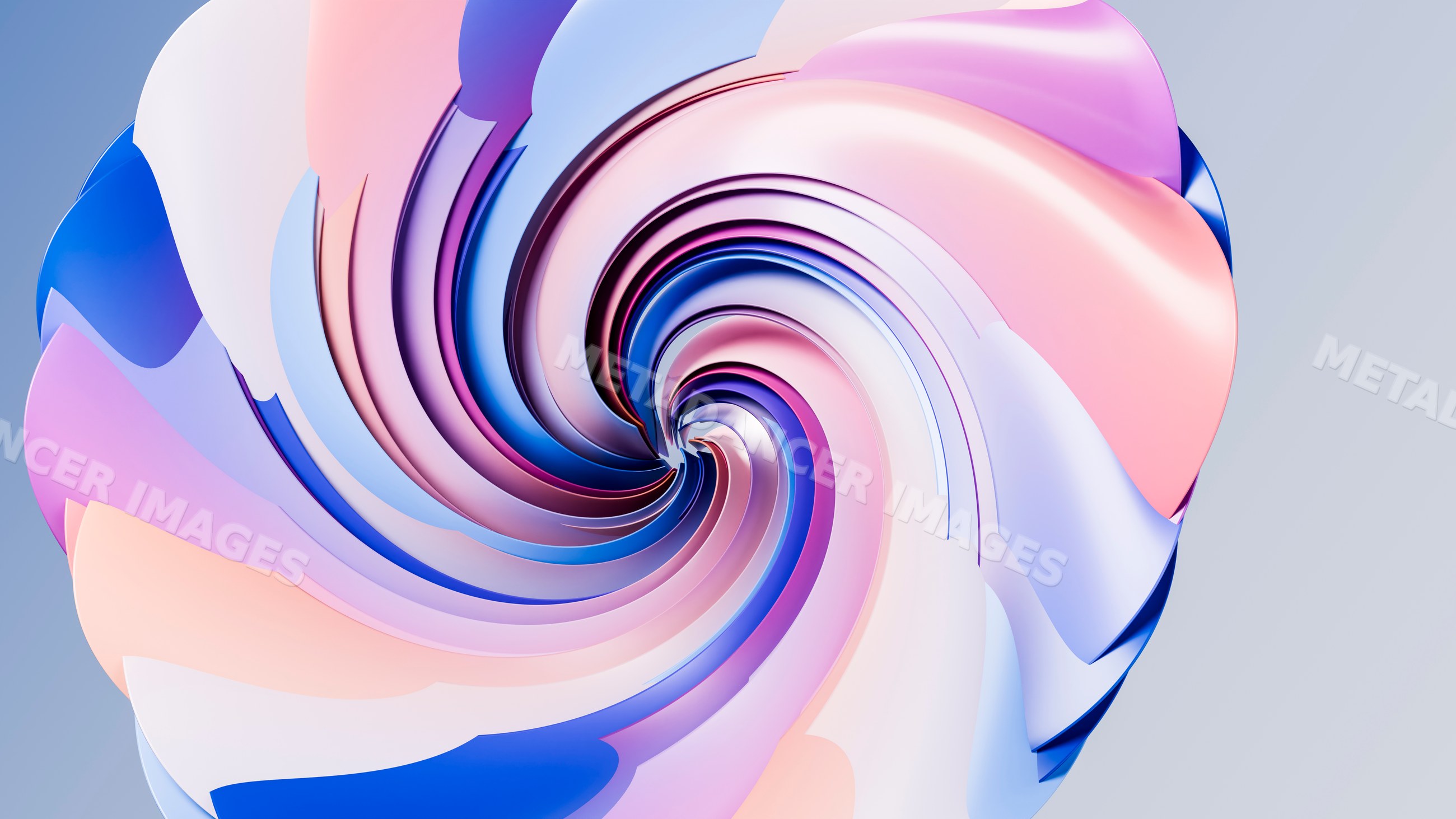 Colorful 3d abstract swirl with flowing shapes in blue, pink