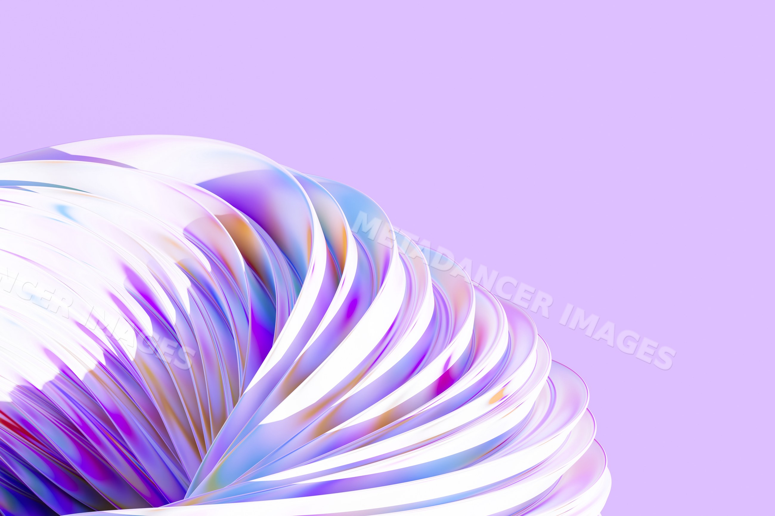 Abstract 3d rendering of colorful glossy curved spiral shapes