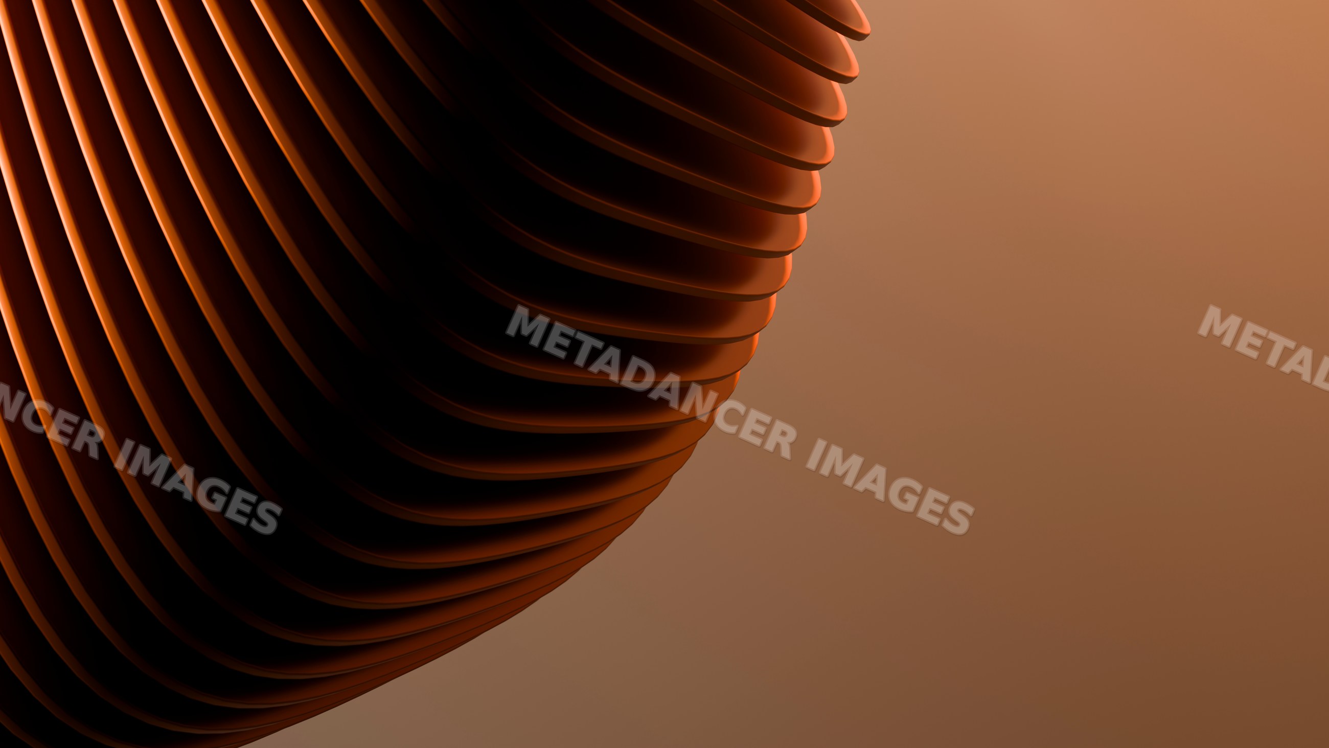 Abstract orange curved waves 3d illustration