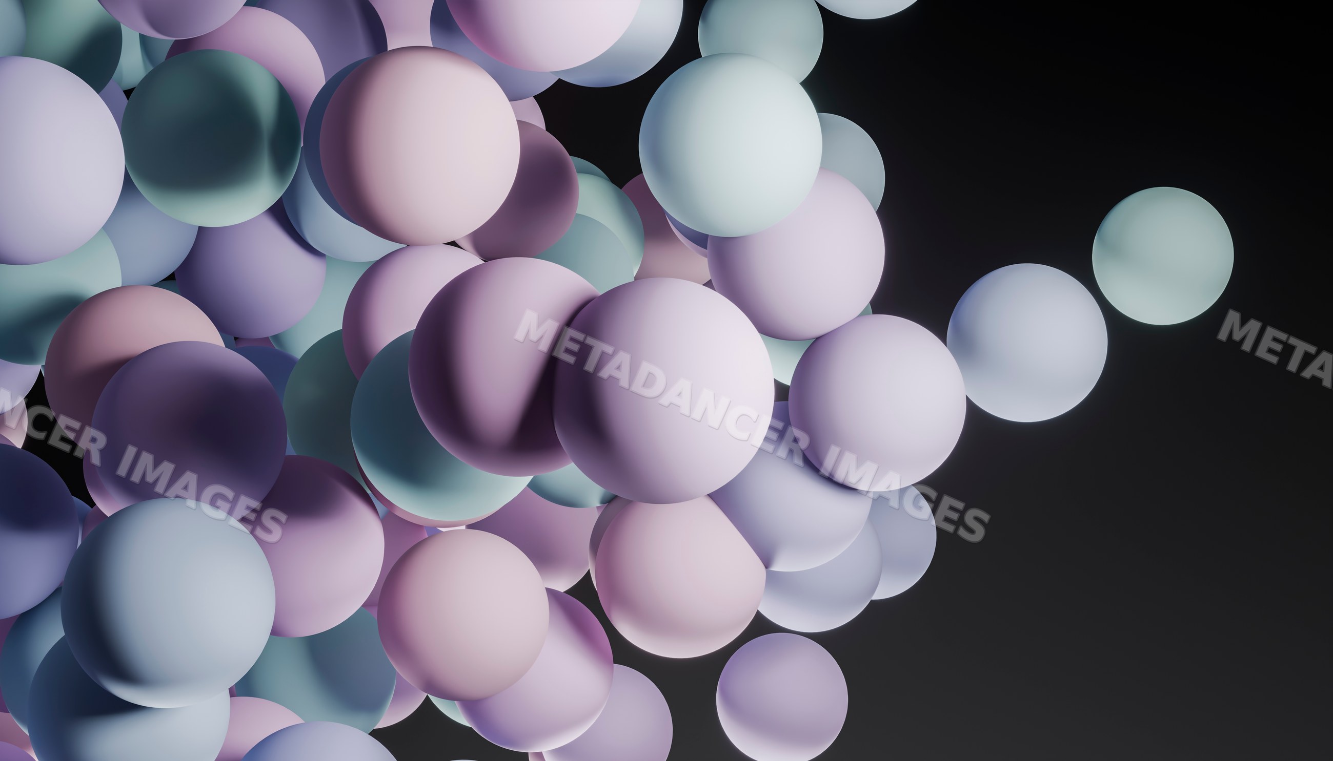 3d rendering of floating pastel-colored spheres in abstract art