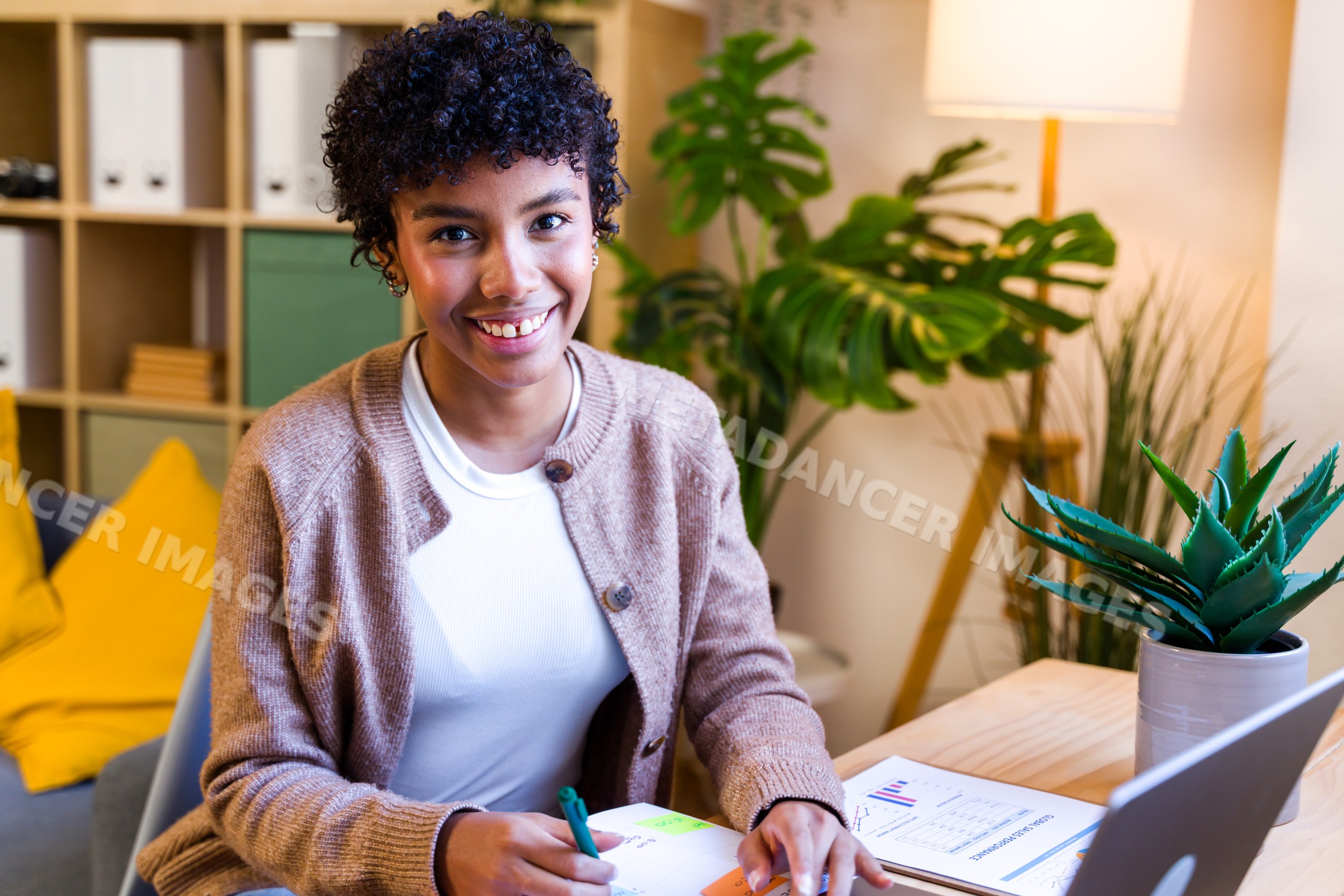 Young African American woman working