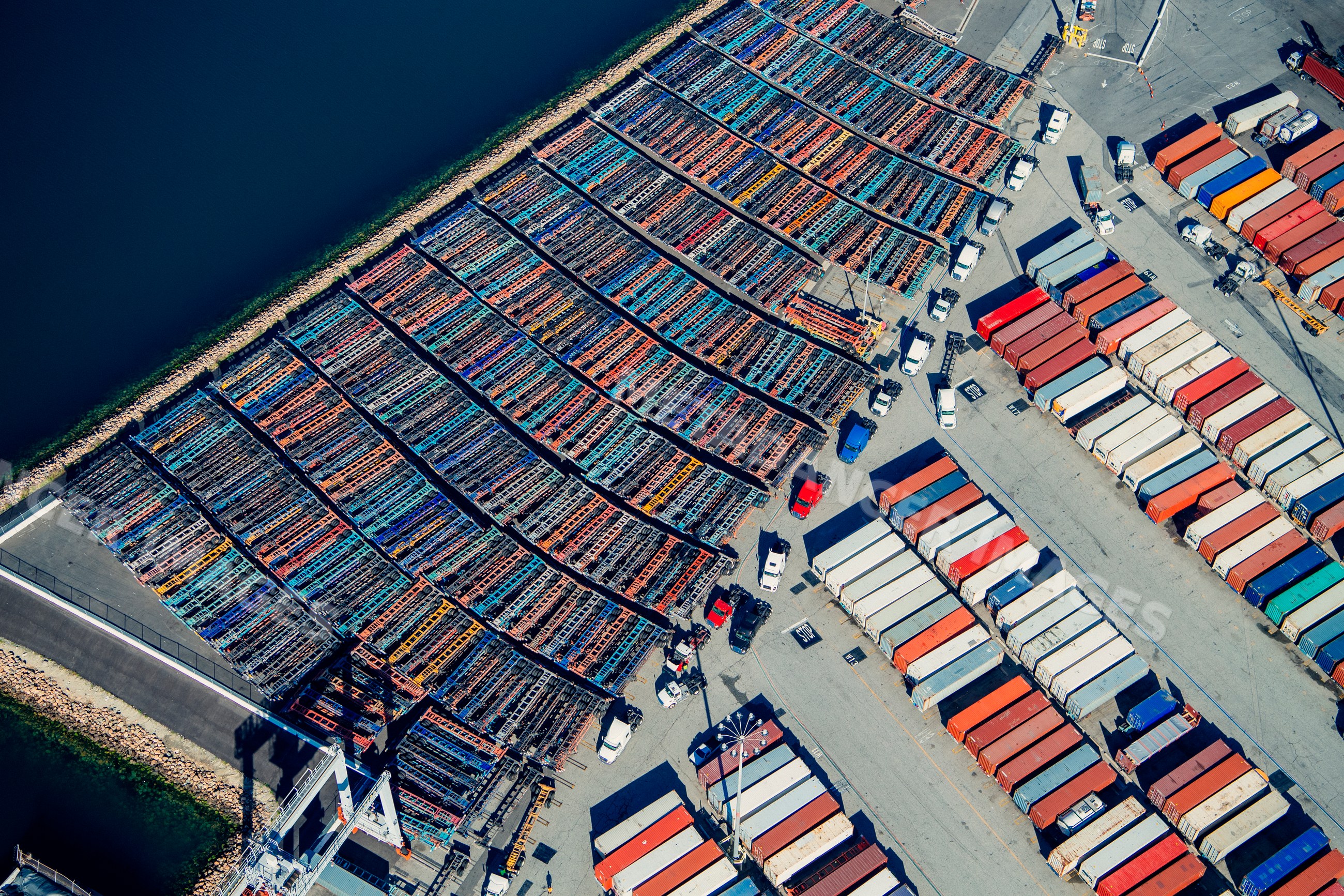 Shipping containers and trucks