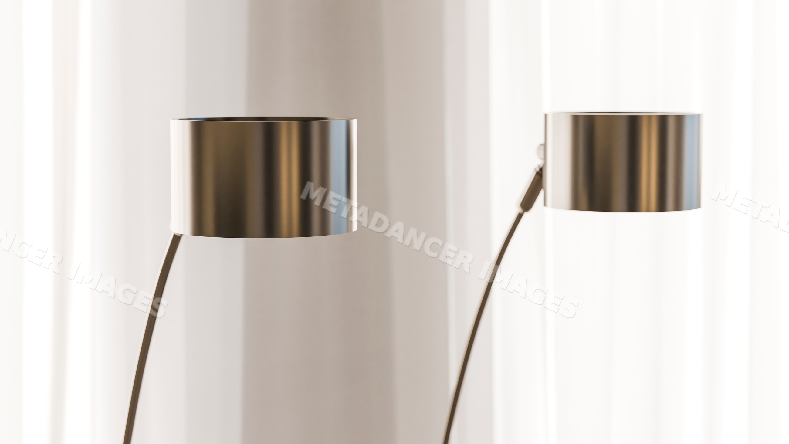 Modern floor lamps with metal shades in minimalist interior