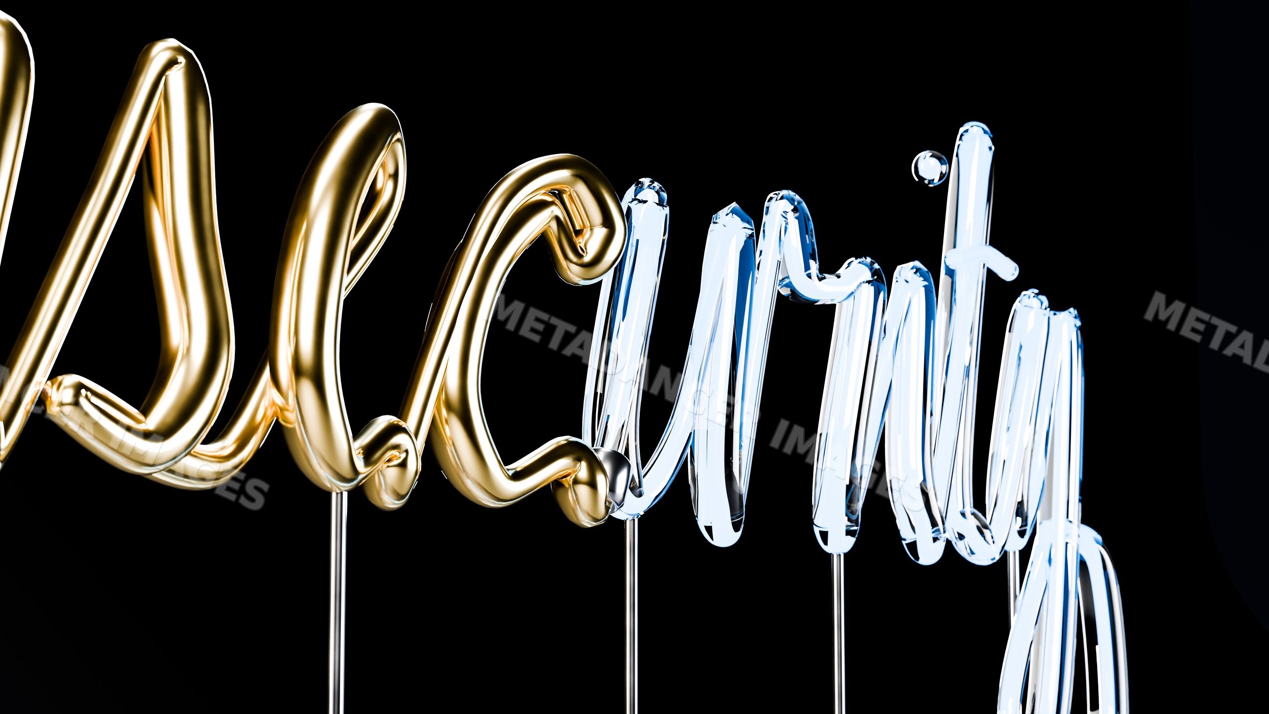 Shiny inflated gold and silver balloon letters decoration