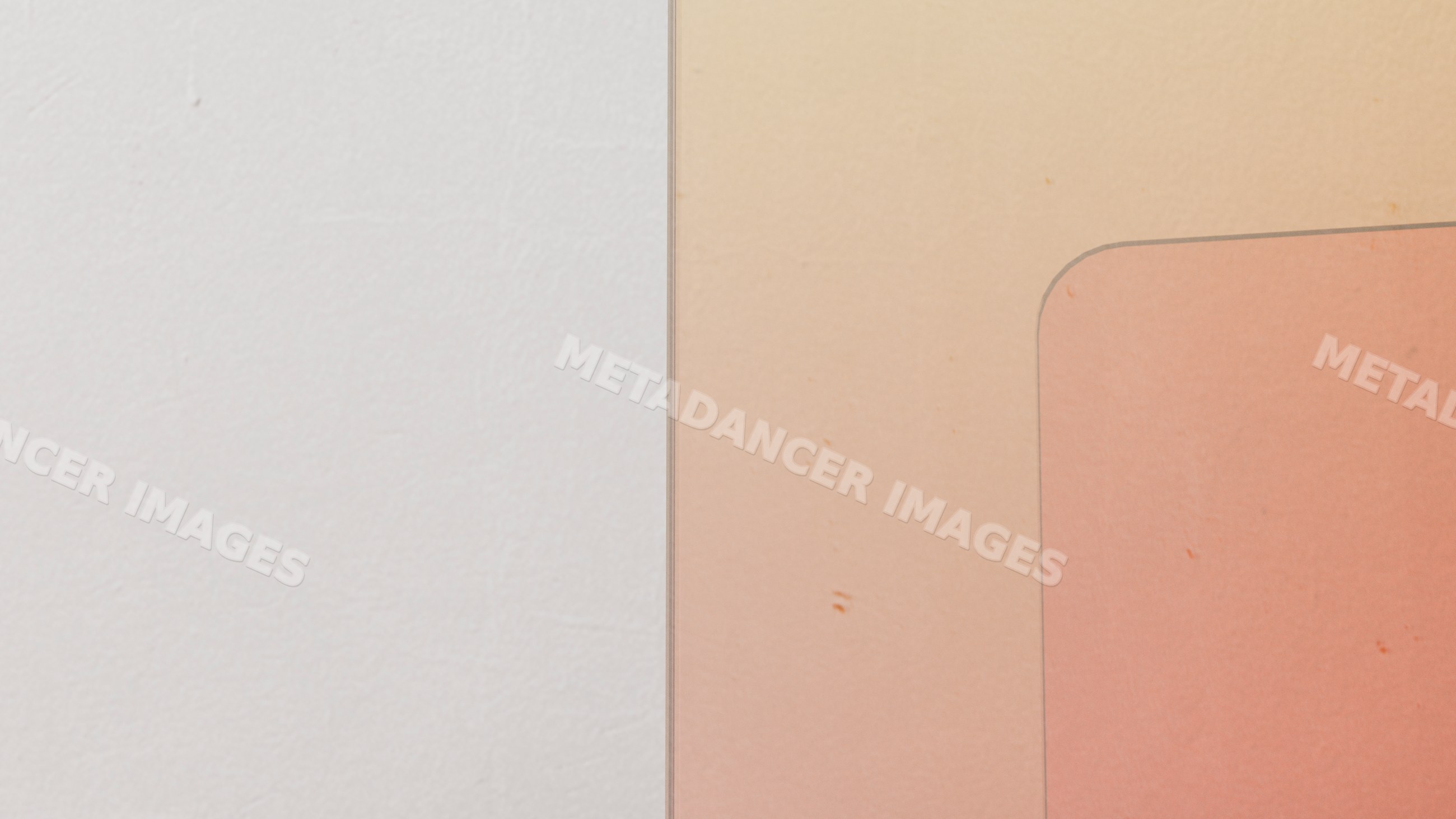 Minimalist wall with white and peach colors and rounded corner detail