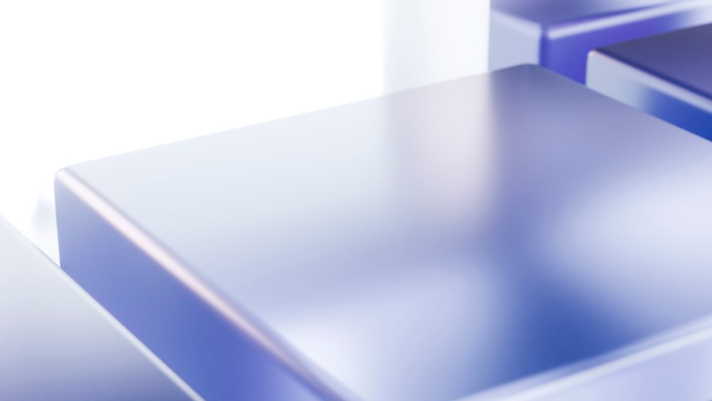 Close-up of blue abstract geometric shapes with smooth surfaces