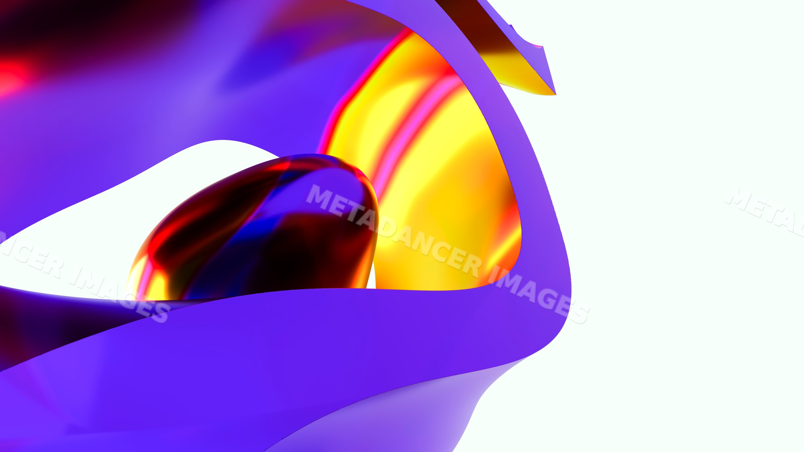 Abstract 3d render of colorful fluid shapes with shiny surfaces