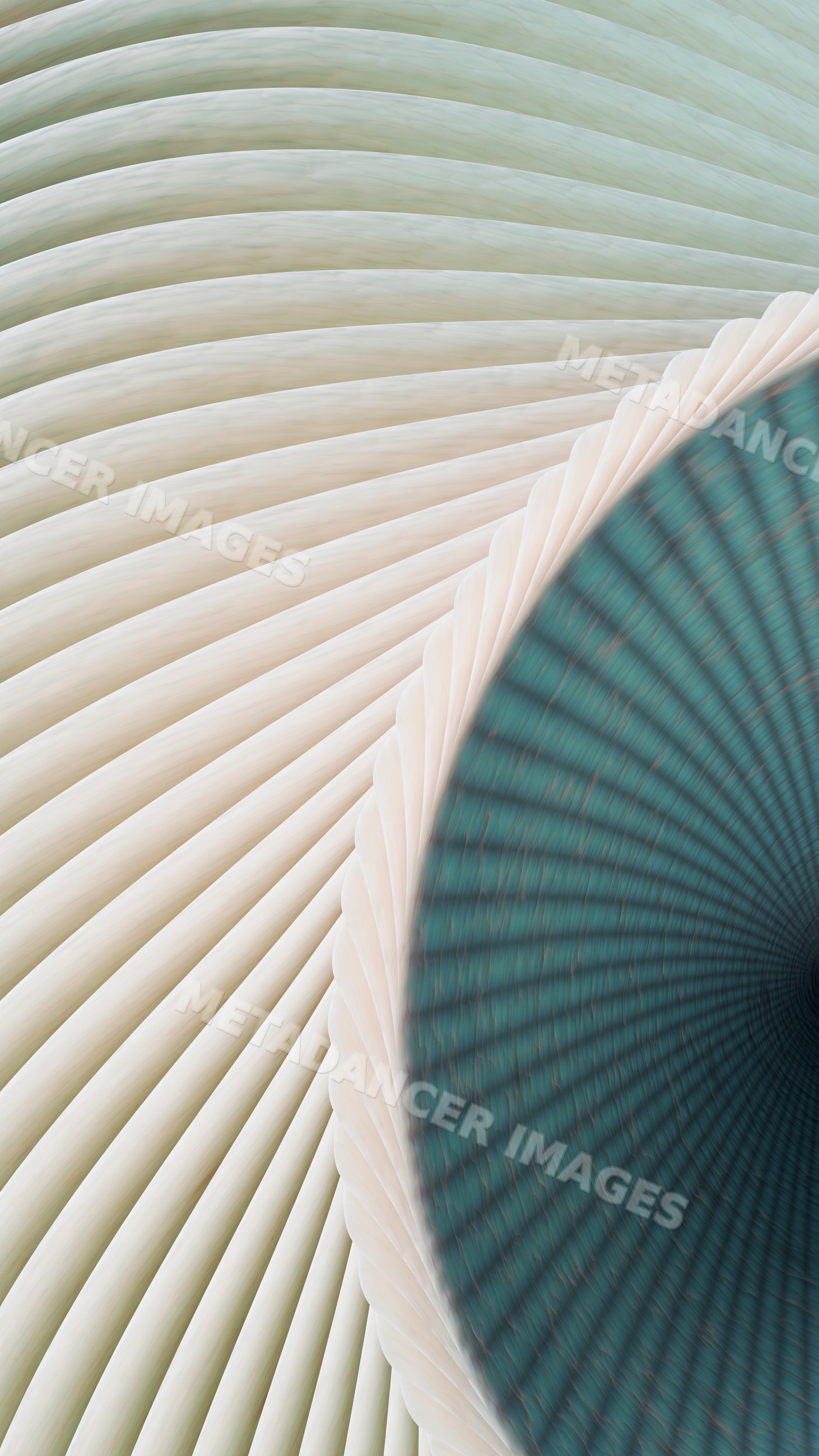 Spiral pattern artwork with textured curved lines and central green