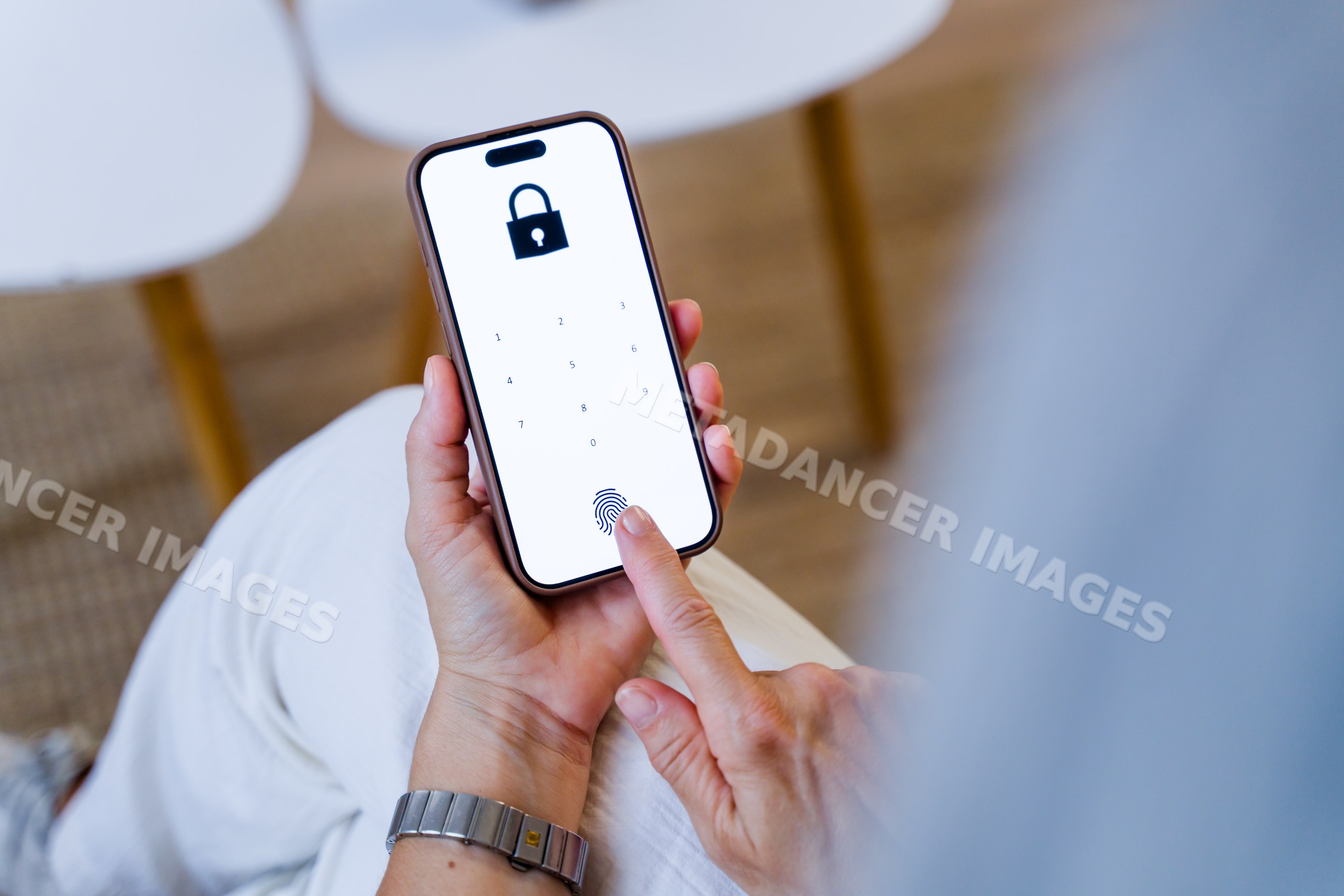 Smartphone unlocking with fingerprint on digital security screen