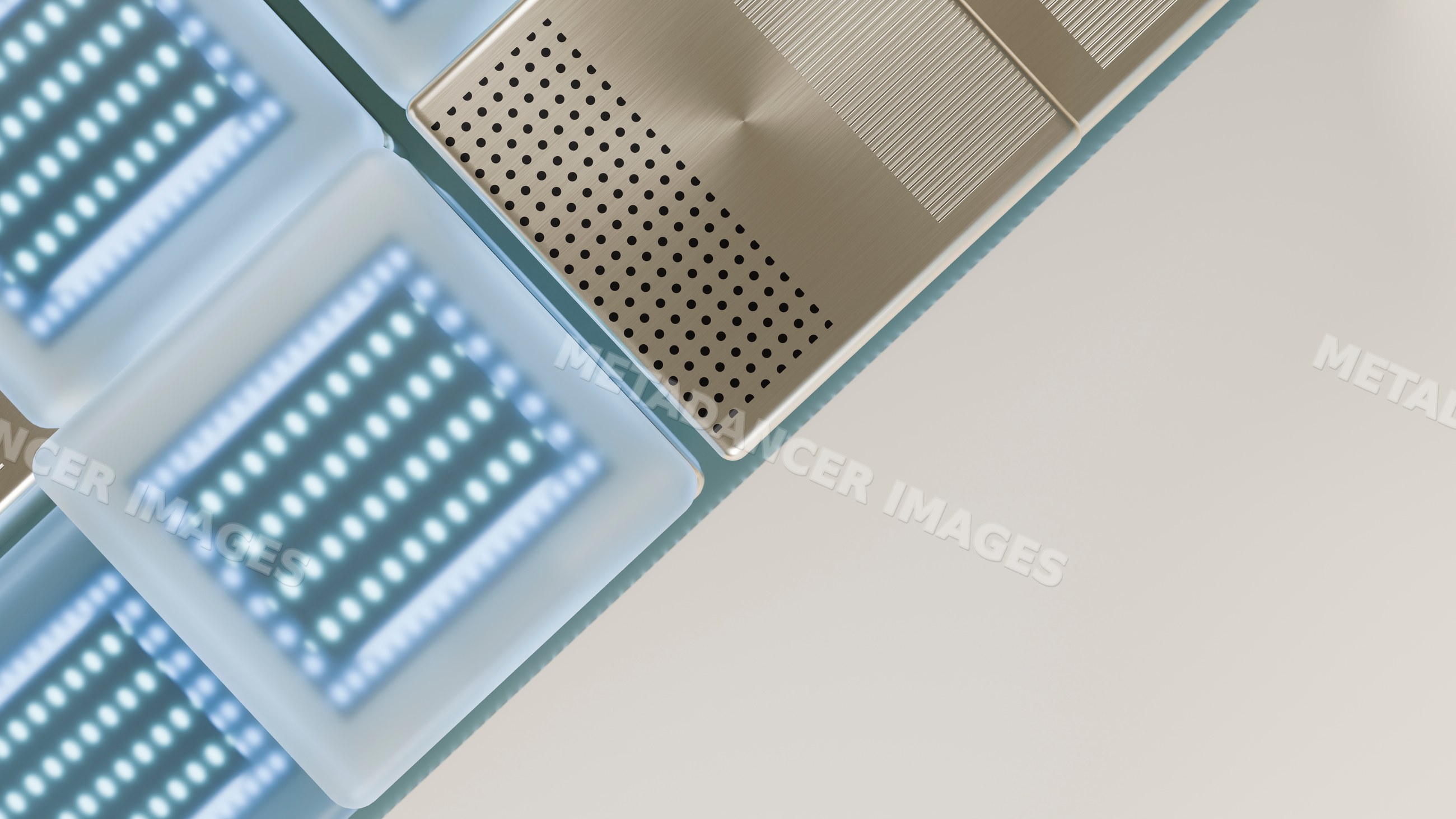 Led light panels with perforated design in studio setup