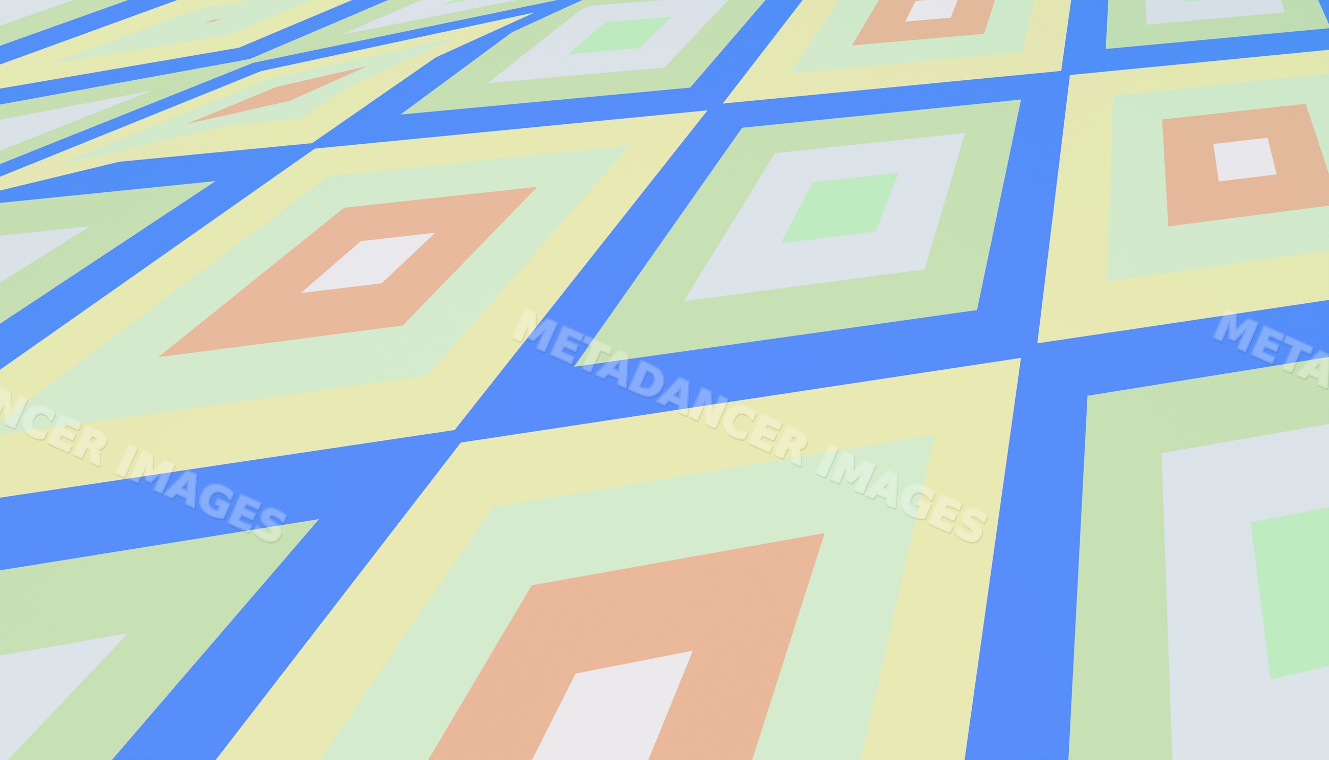 Pattern of colorful geometric diamond shapes intersected by blue lines