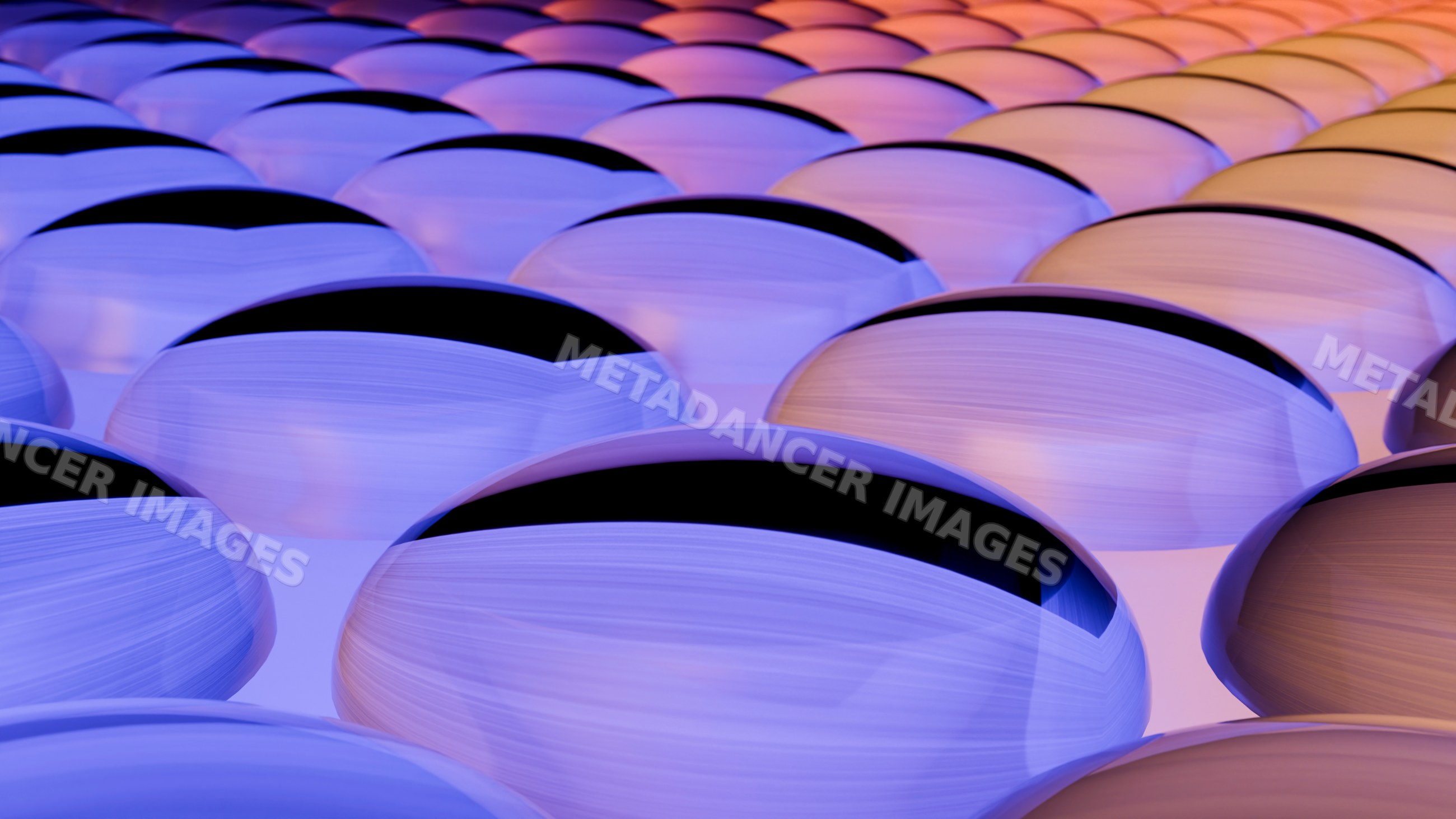 Reflective spheres in colorful gradient pattern digital illustration