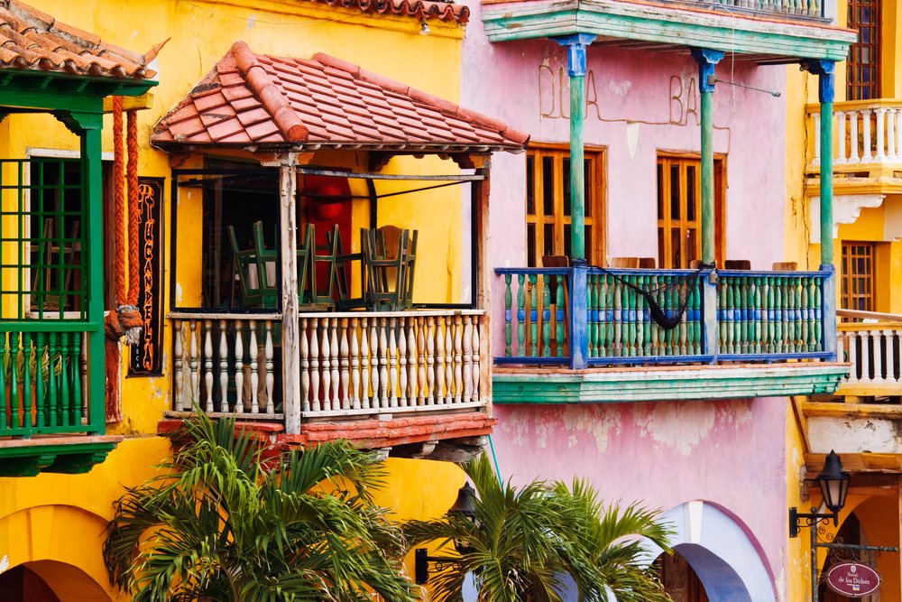 Colorful buildings with balconies, columbia