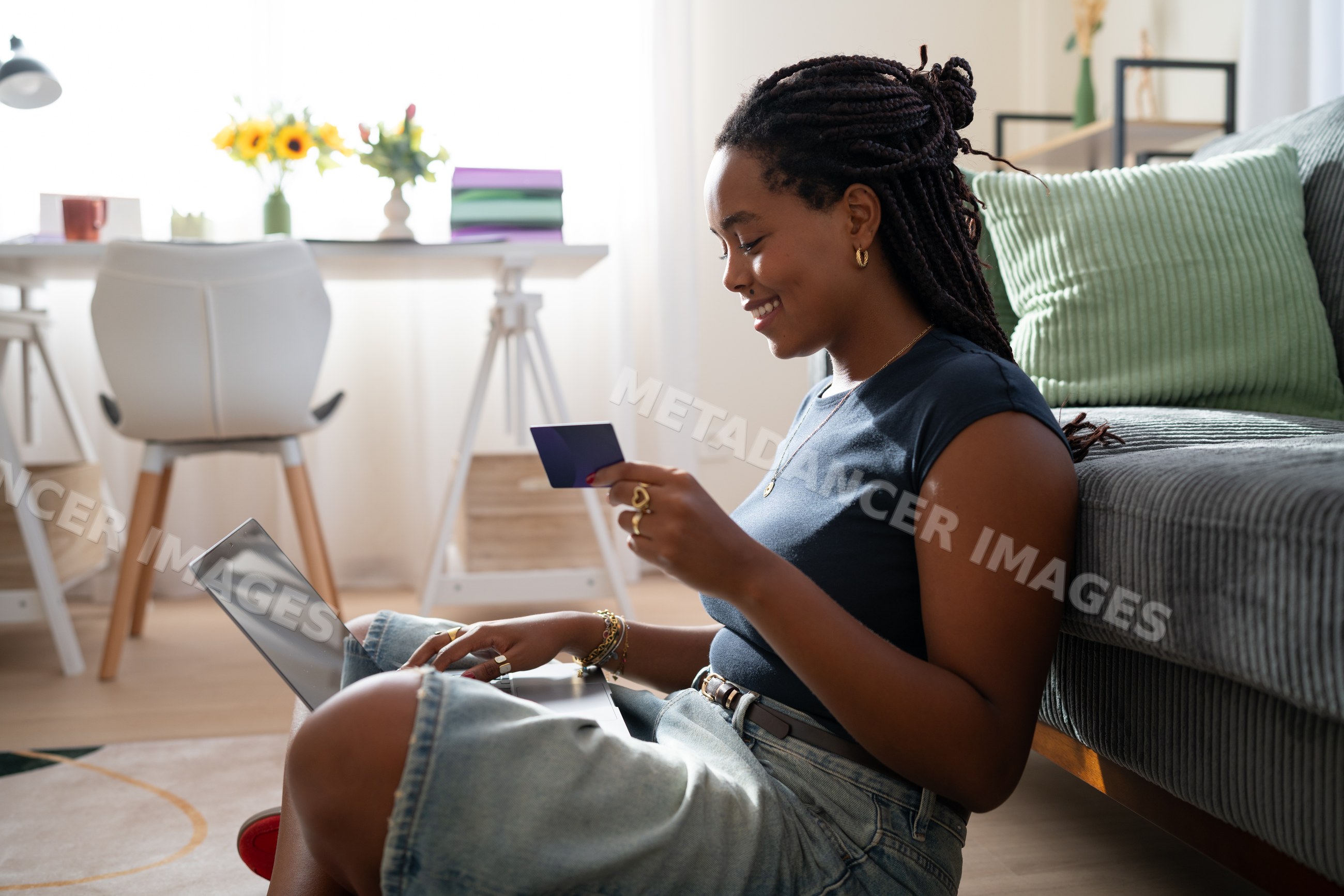African American woman smiles