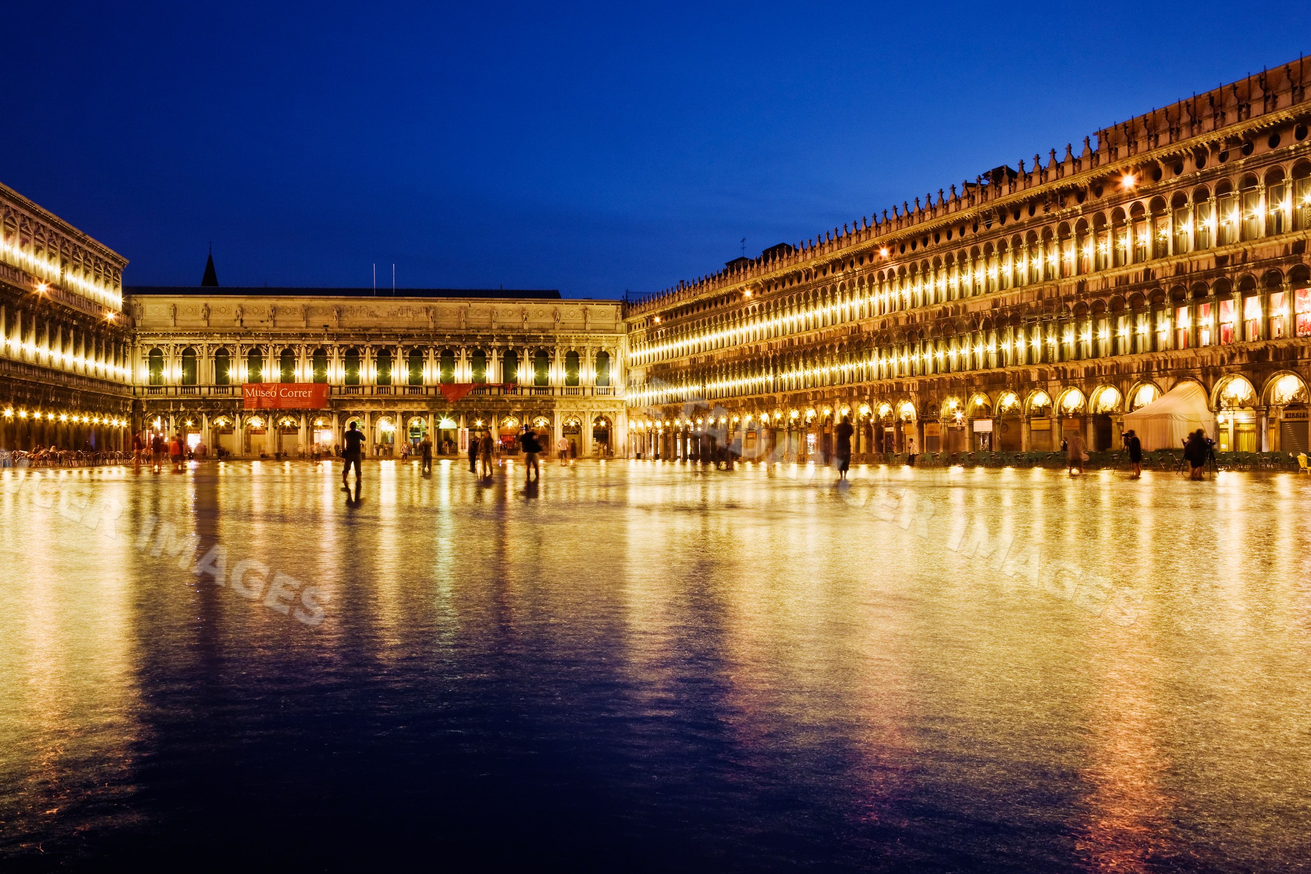 St mark's square illuminated at night, italy