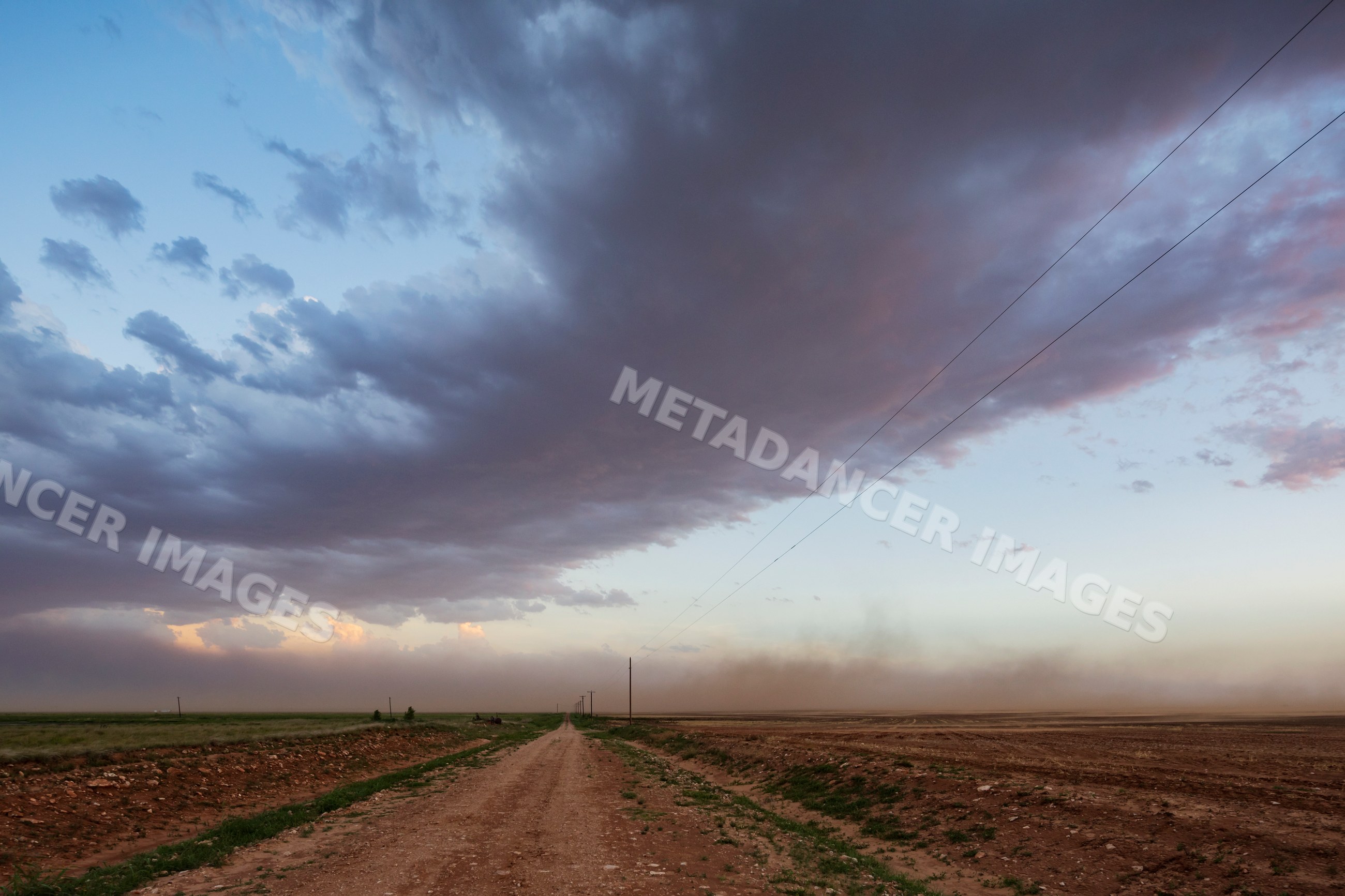 Dust Storm approaching Dusk over Great Plains near post texas