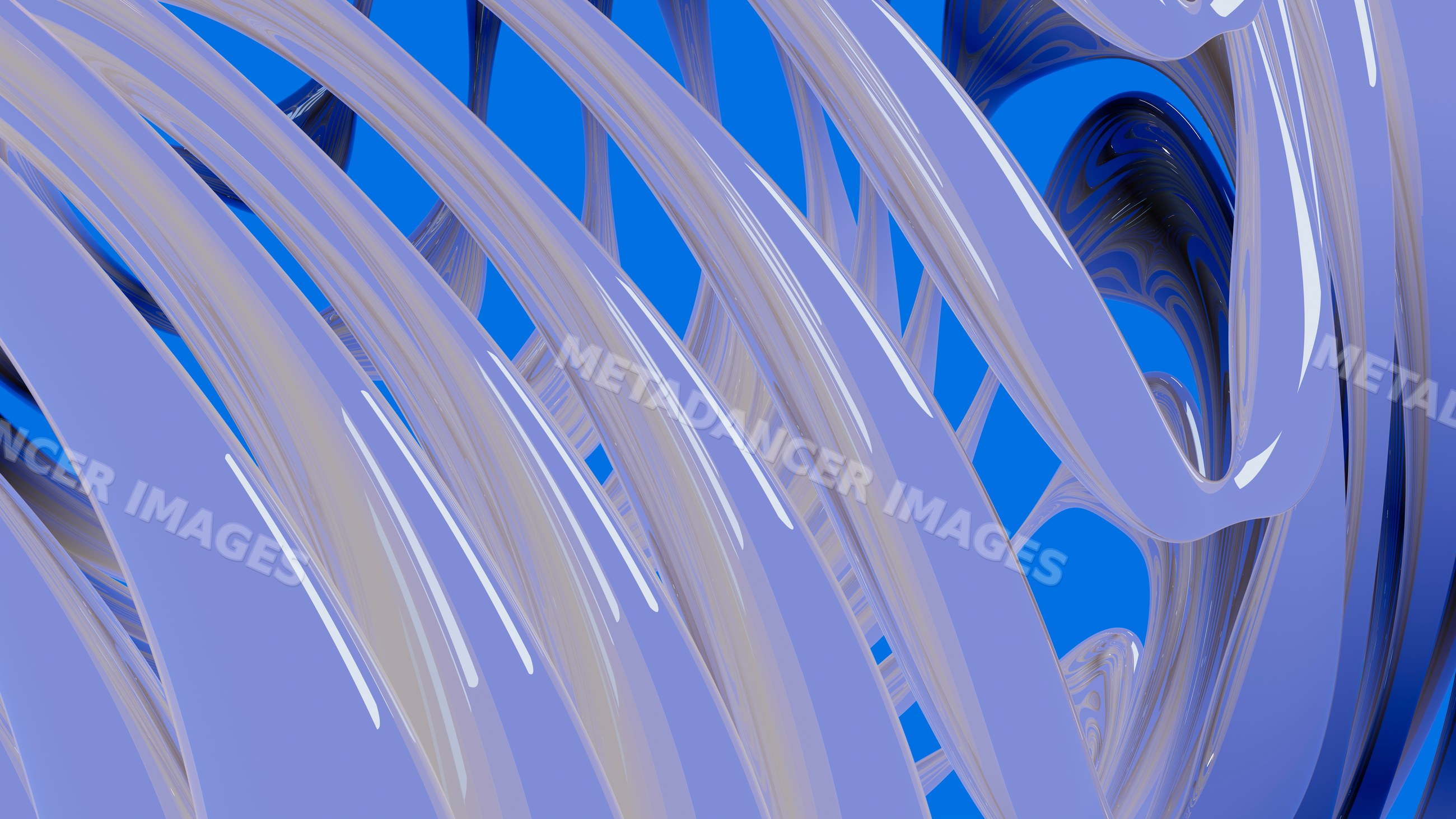 Abstract 3d rendering of twisting blue curved shapes