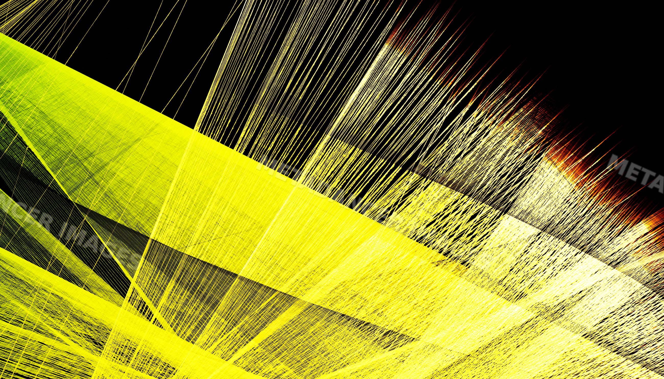 Yellow abstract lines form a geometric pattern on a dark background