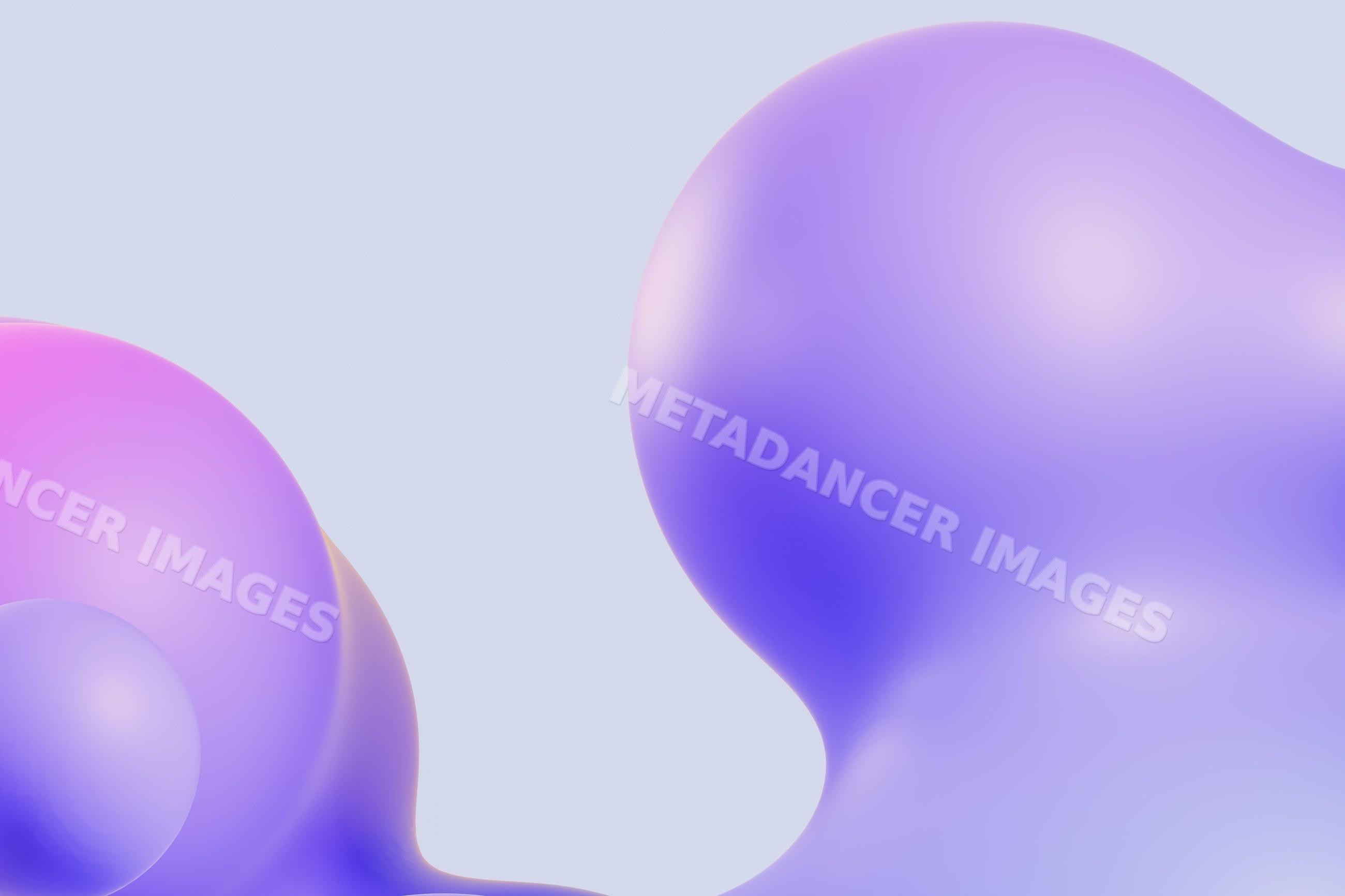 Abstract 3d render of smooth purple and blue shapes with fluid forms