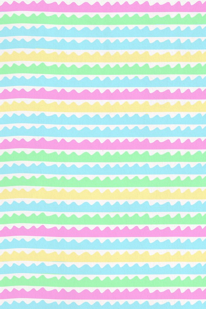 Abstract pastel wavy line pattern with colorful horizontal stripes