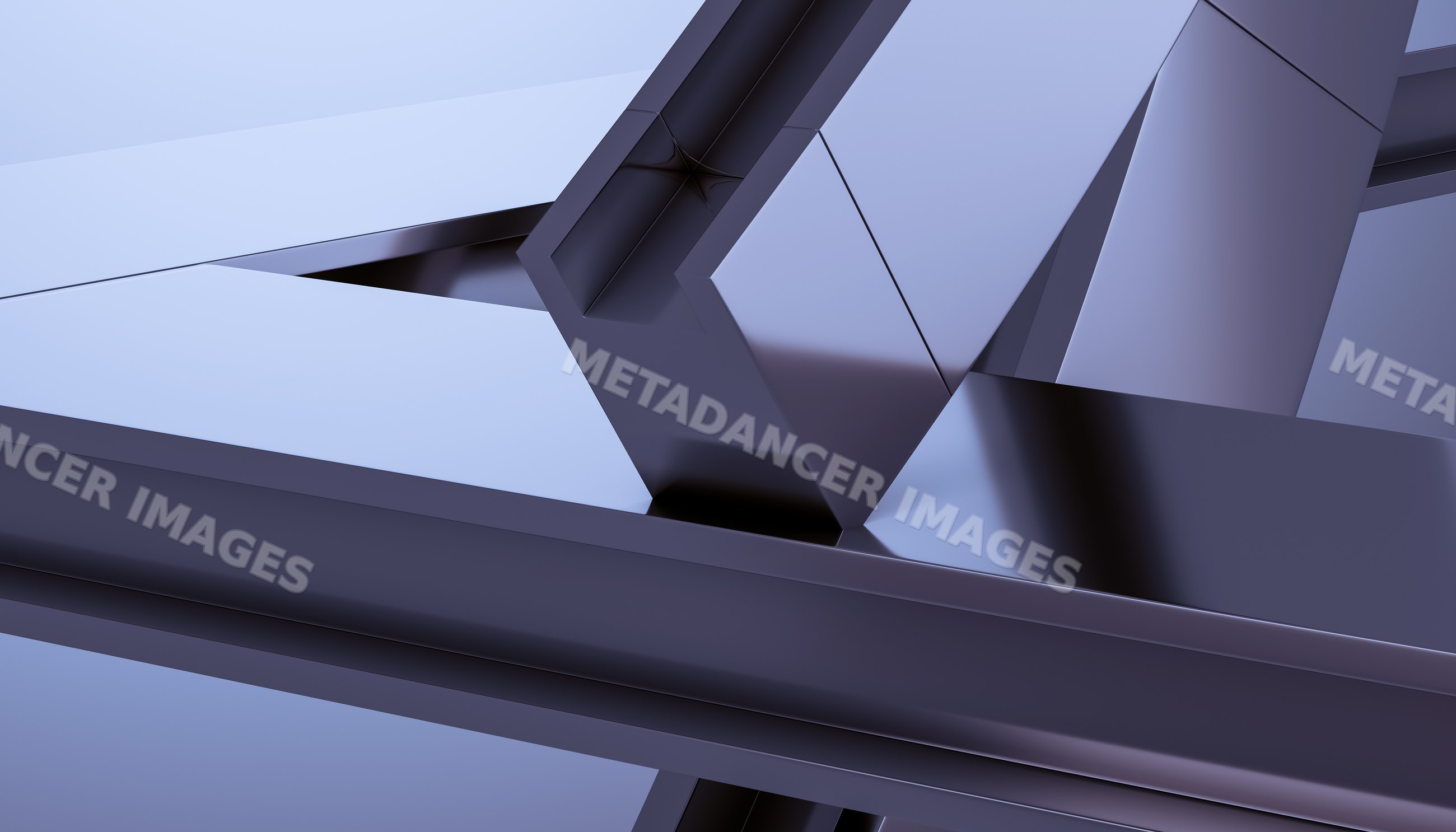 Abstract 3d digital render of metallic geometric shapes