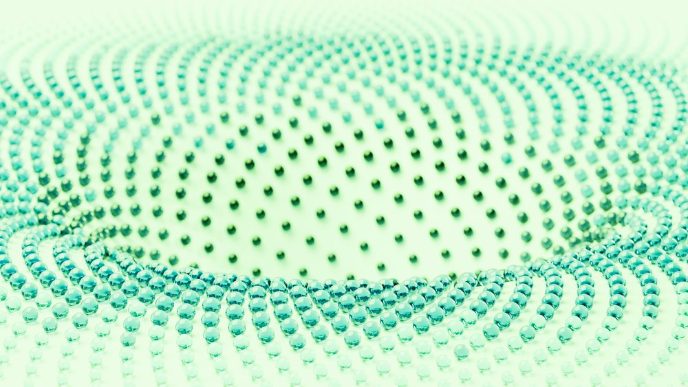 Abstract wave pattern of glass spheres in 3d digital art