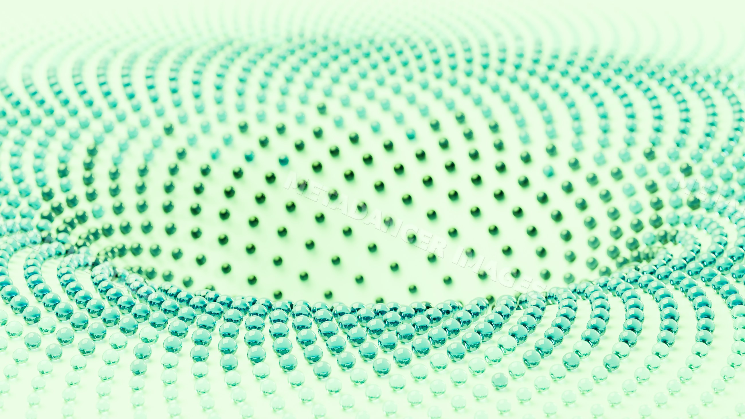 Abstract wave pattern of glass spheres in 3d digital art
