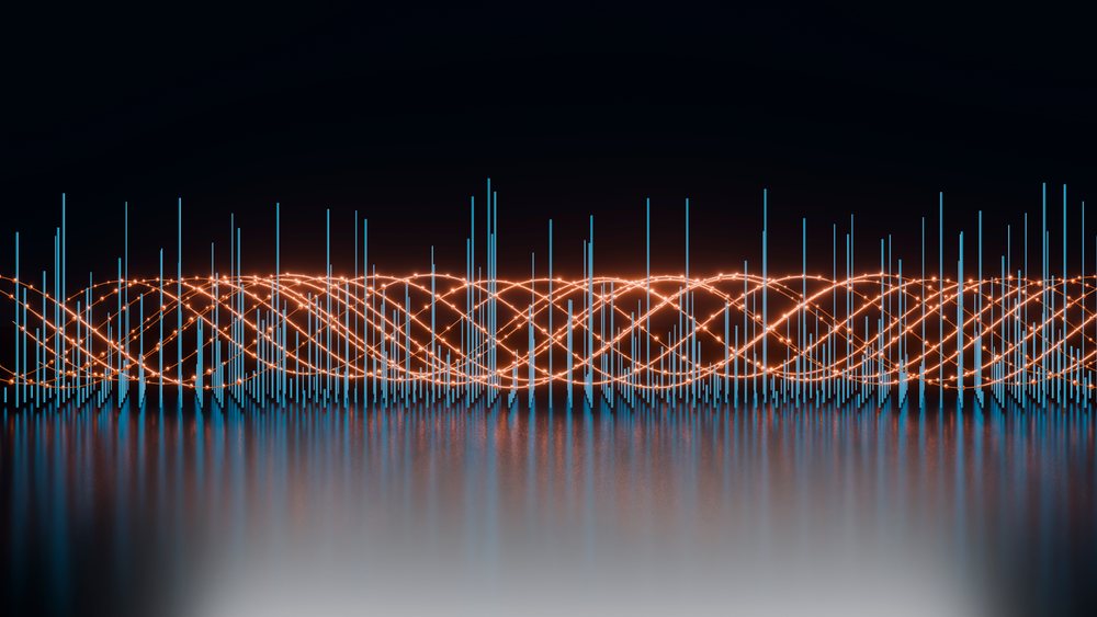 Abstract 3d digital illustration of glowing light waves intertwined