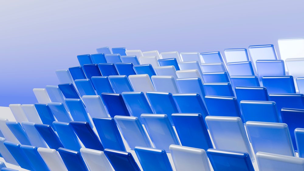 Rectangular blue and white tiles