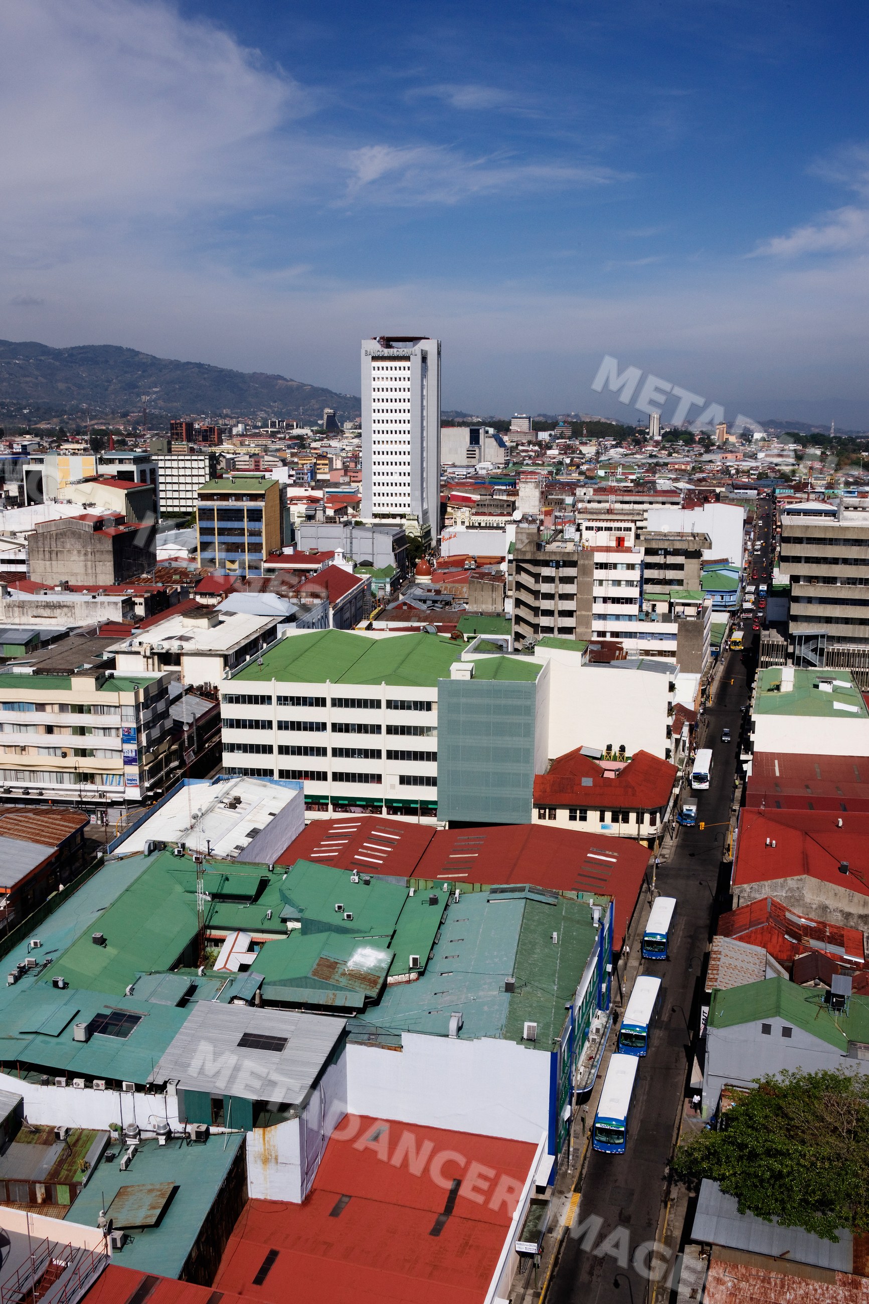 Cityscape of san jose, costa rica with urban buildings and traffic