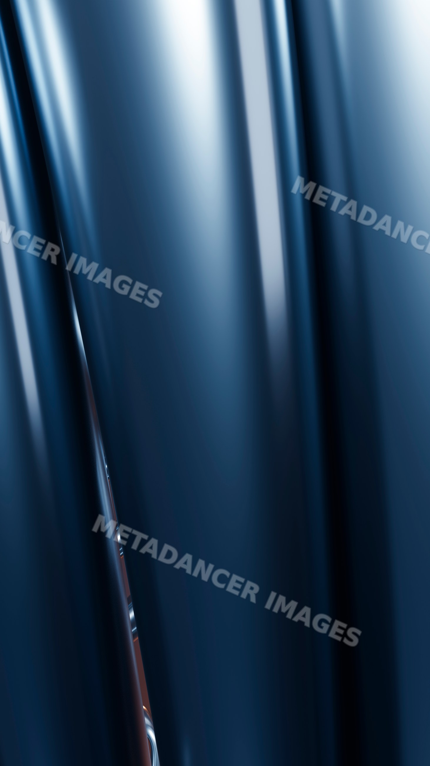 Abstract shiny blue metallic curved surface digital illustration