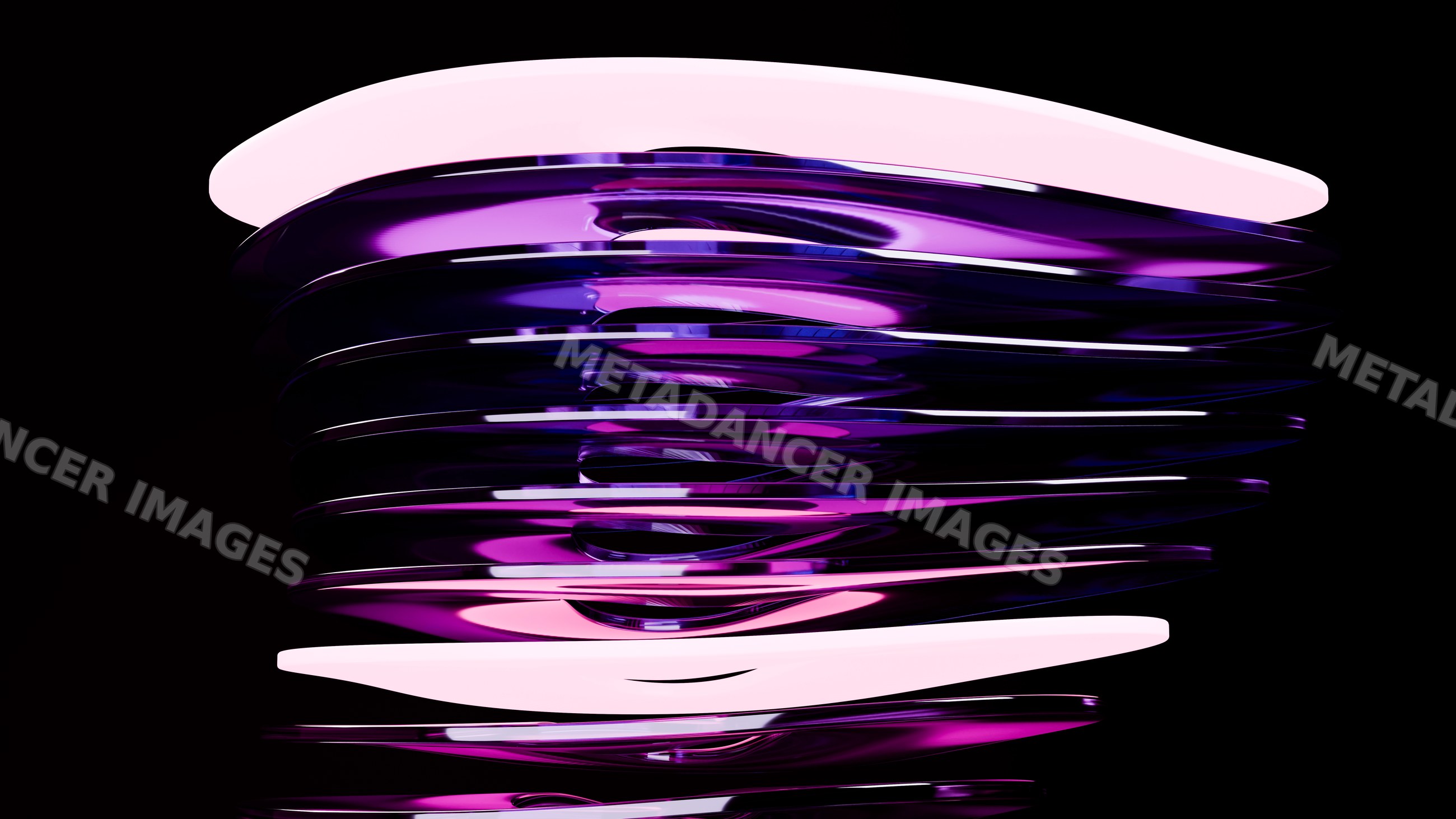 Glossy purple and black abstract spiral with reflective curves