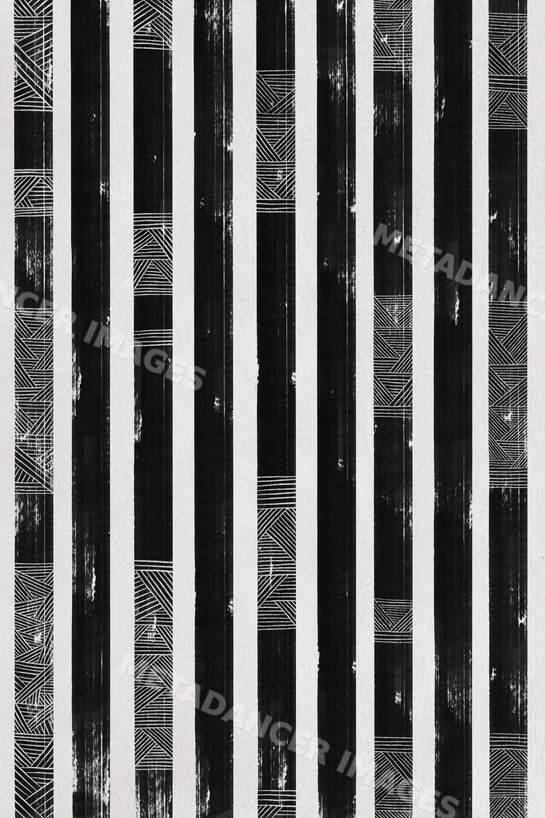 Vertical Black and white striped pattern with geometric line details
