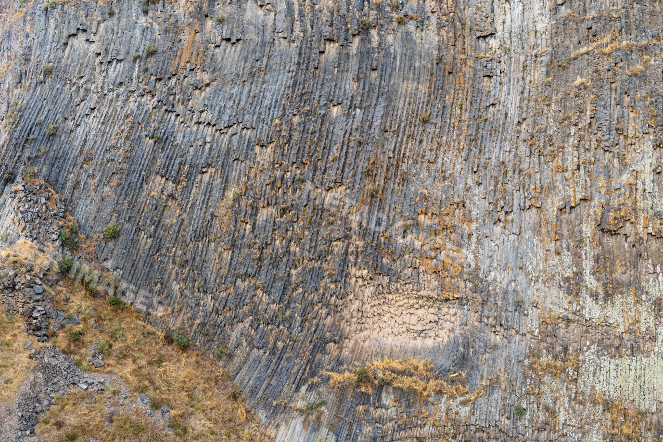 Basalt columns forming vertical cliffs
