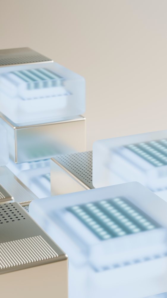Led arrays with transparent casings on metal heat sinks illustration