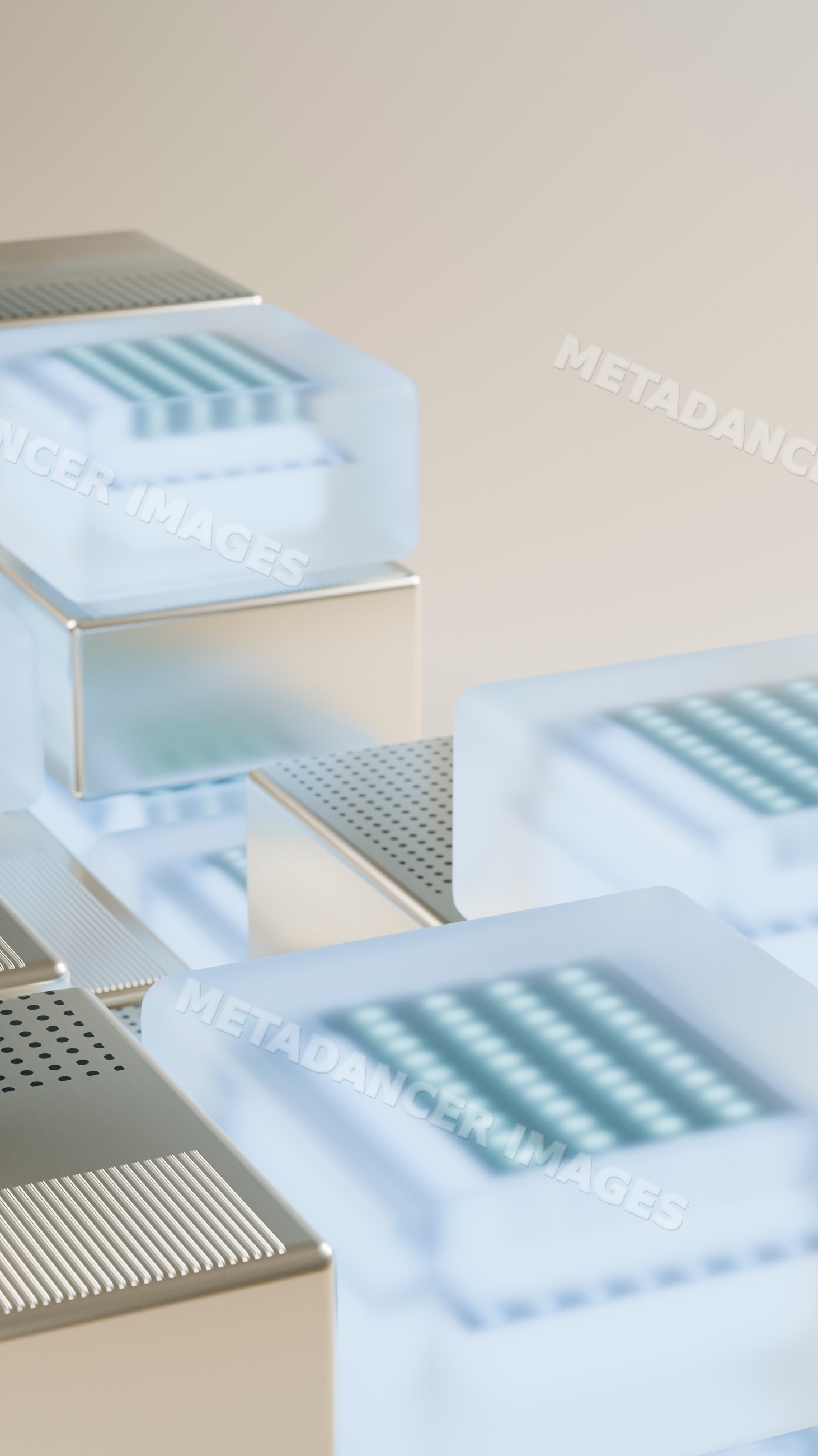 Led arrays with transparent casings on metal heat sinks illustration