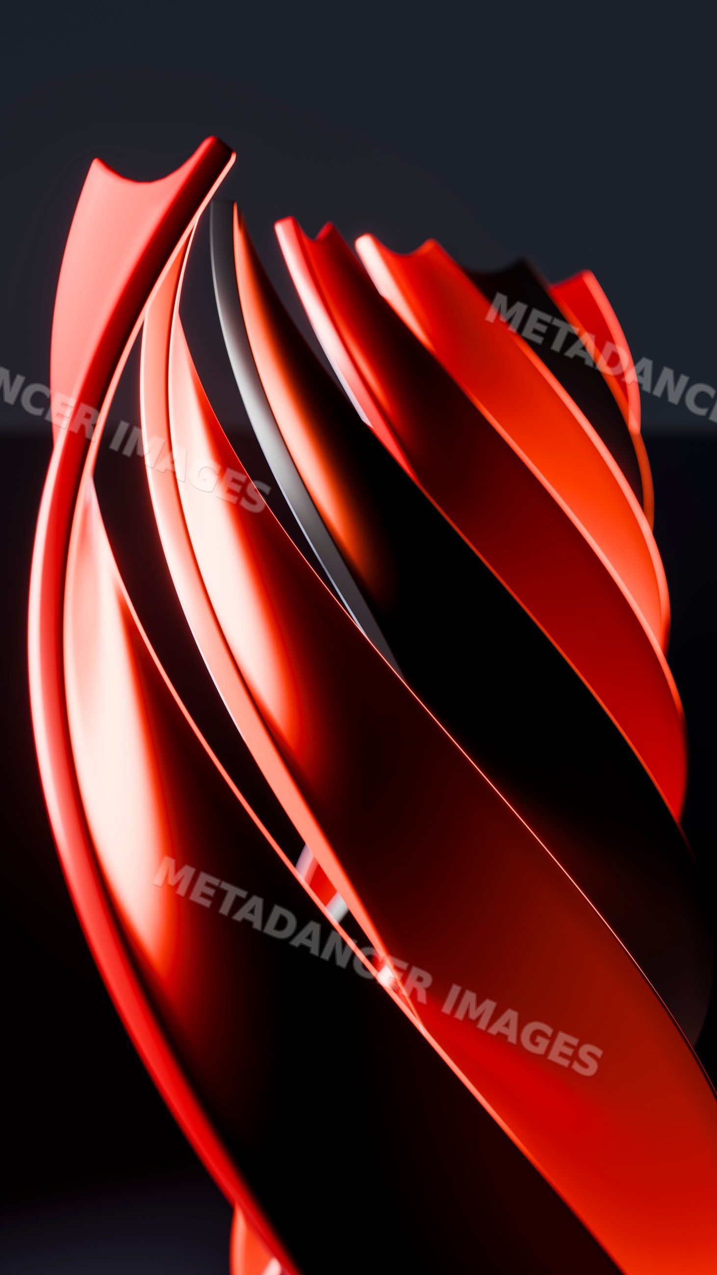 Abstract red curved sculpture digital art illustration