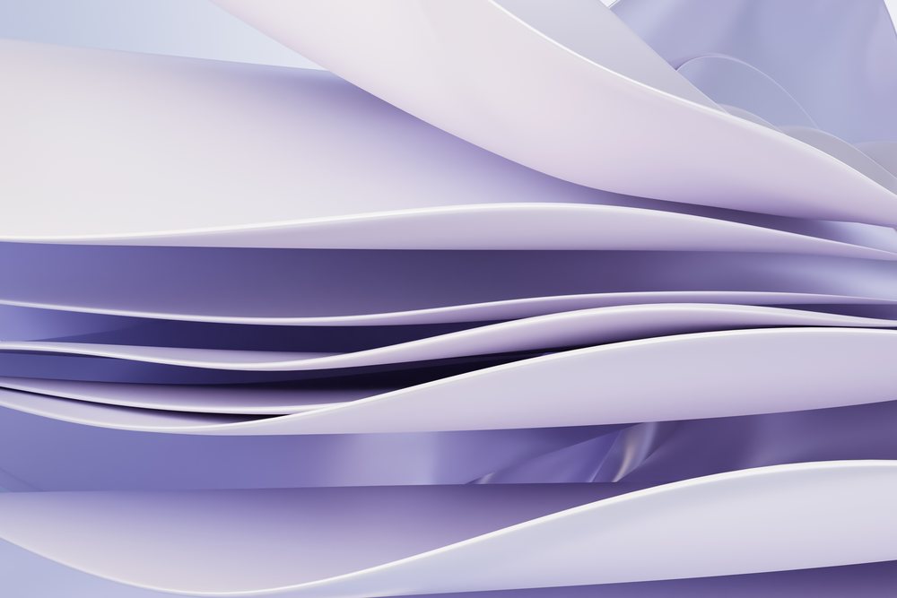 Abstract digital artwork of flowing curved lavender shapes