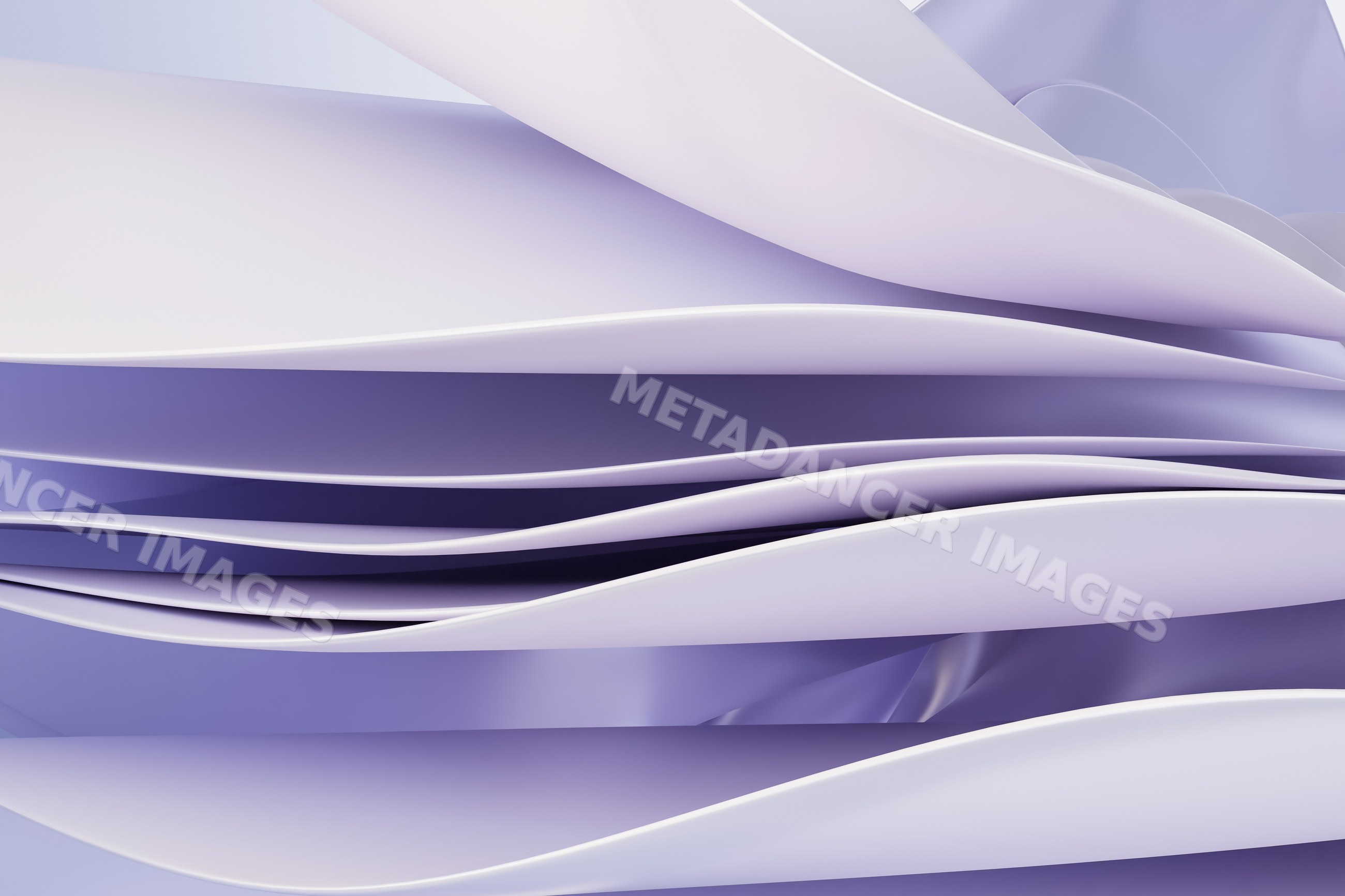 Abstract digital artwork of flowing curved lavender shapes
