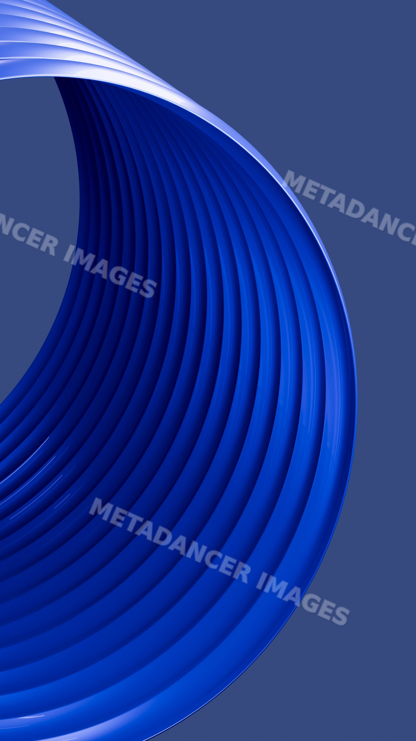 Blue spiral abstract sculpture with smooth curved layers