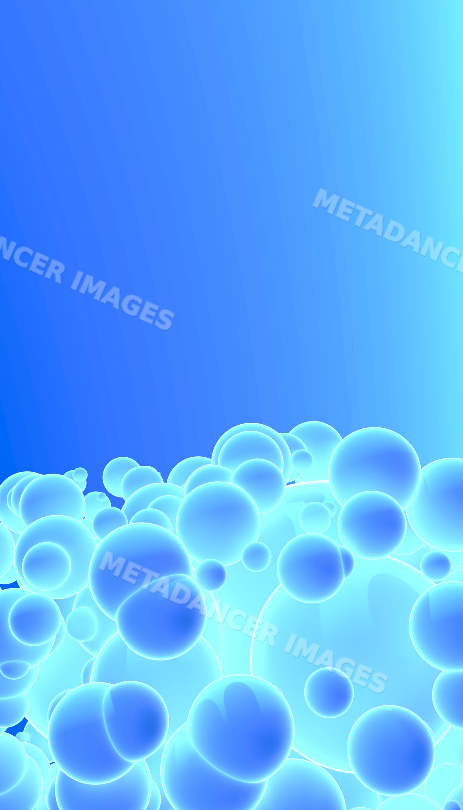 Cluster of glowing blue abstract digital spheres with gradient