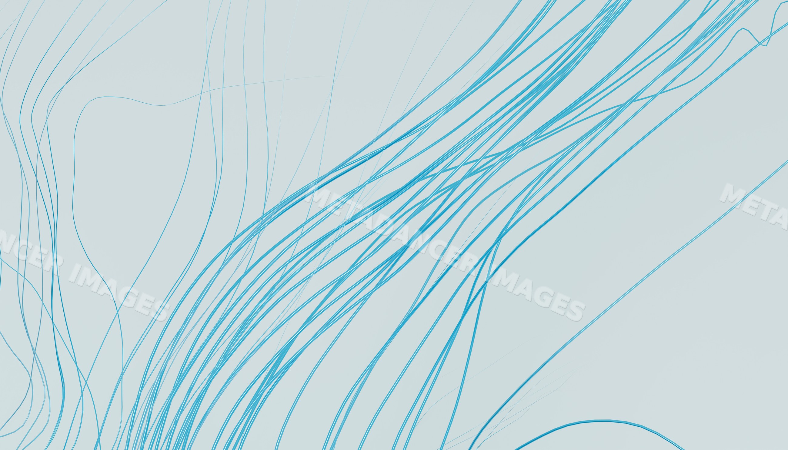 Blue thin abstract lines flowing on light background