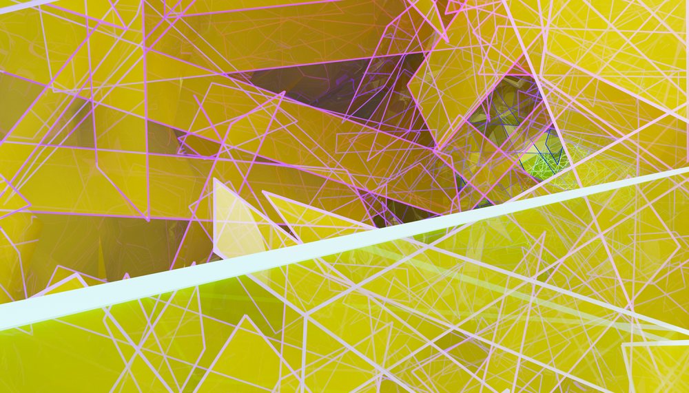 Abstract digital illustration of colorful geometric shapes and lines
